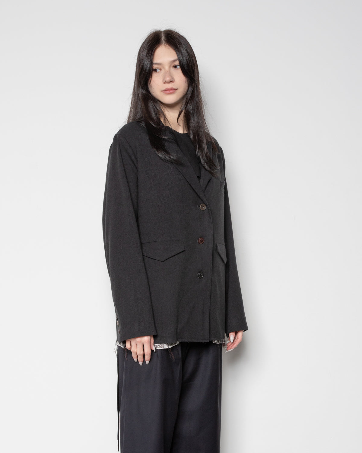 Deconstructed Tailored Blazer in Black