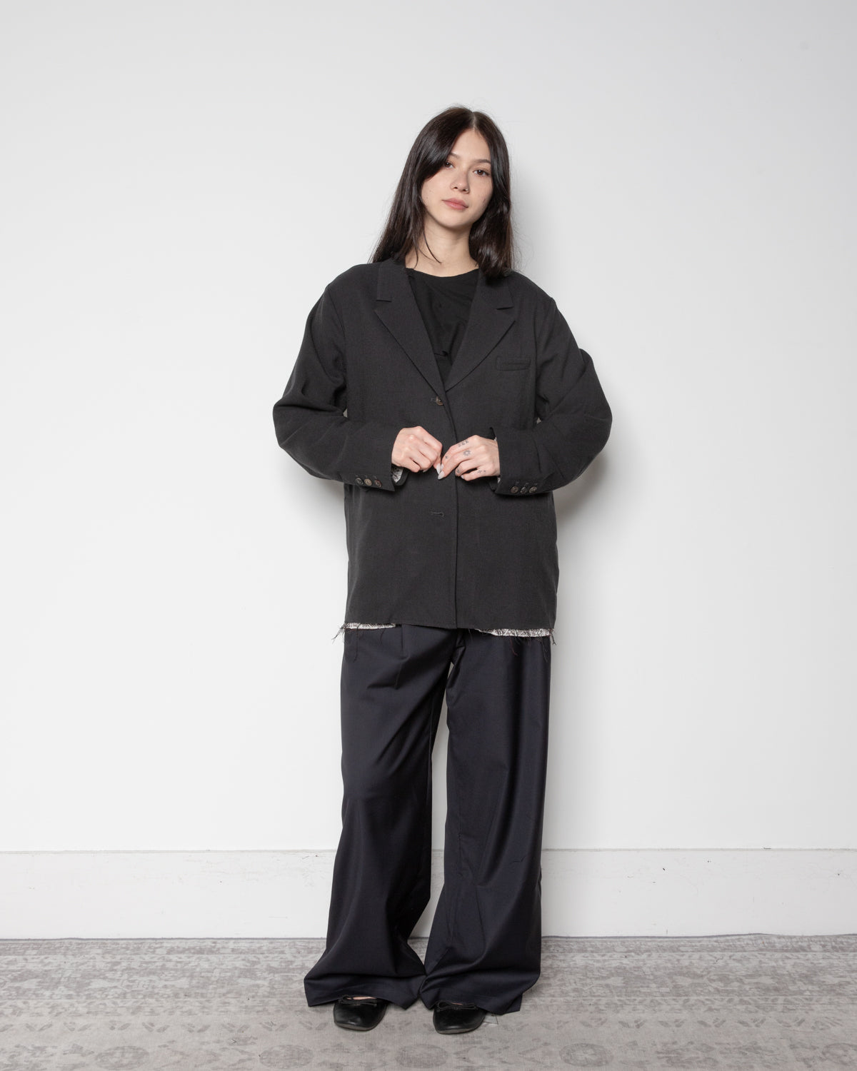 Deconstructed Tailored Blazer in Black