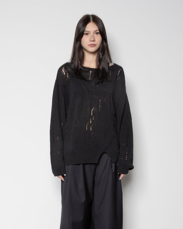 Distressed Textured Knit in Black