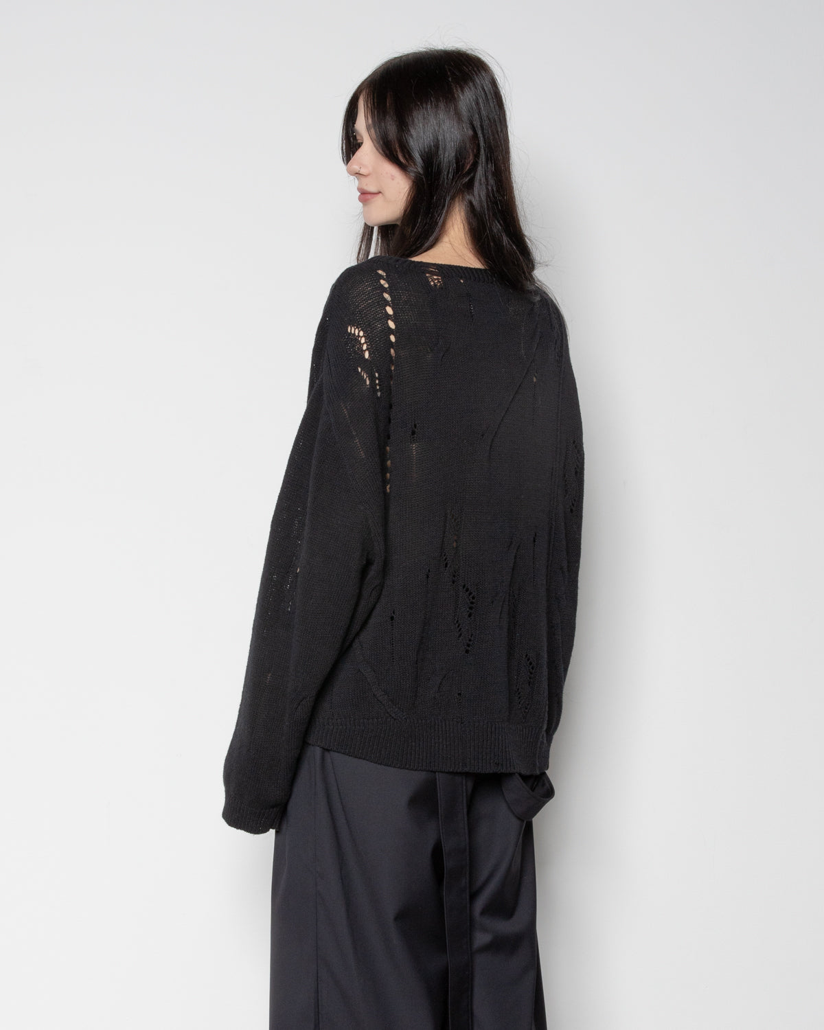 Distressed Textured Knit in Black