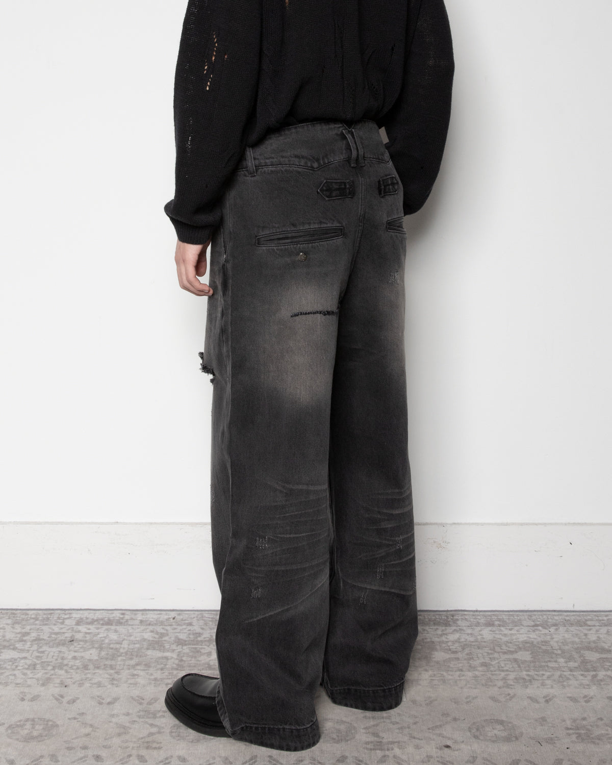 Faded Black Denim Pants in Grey