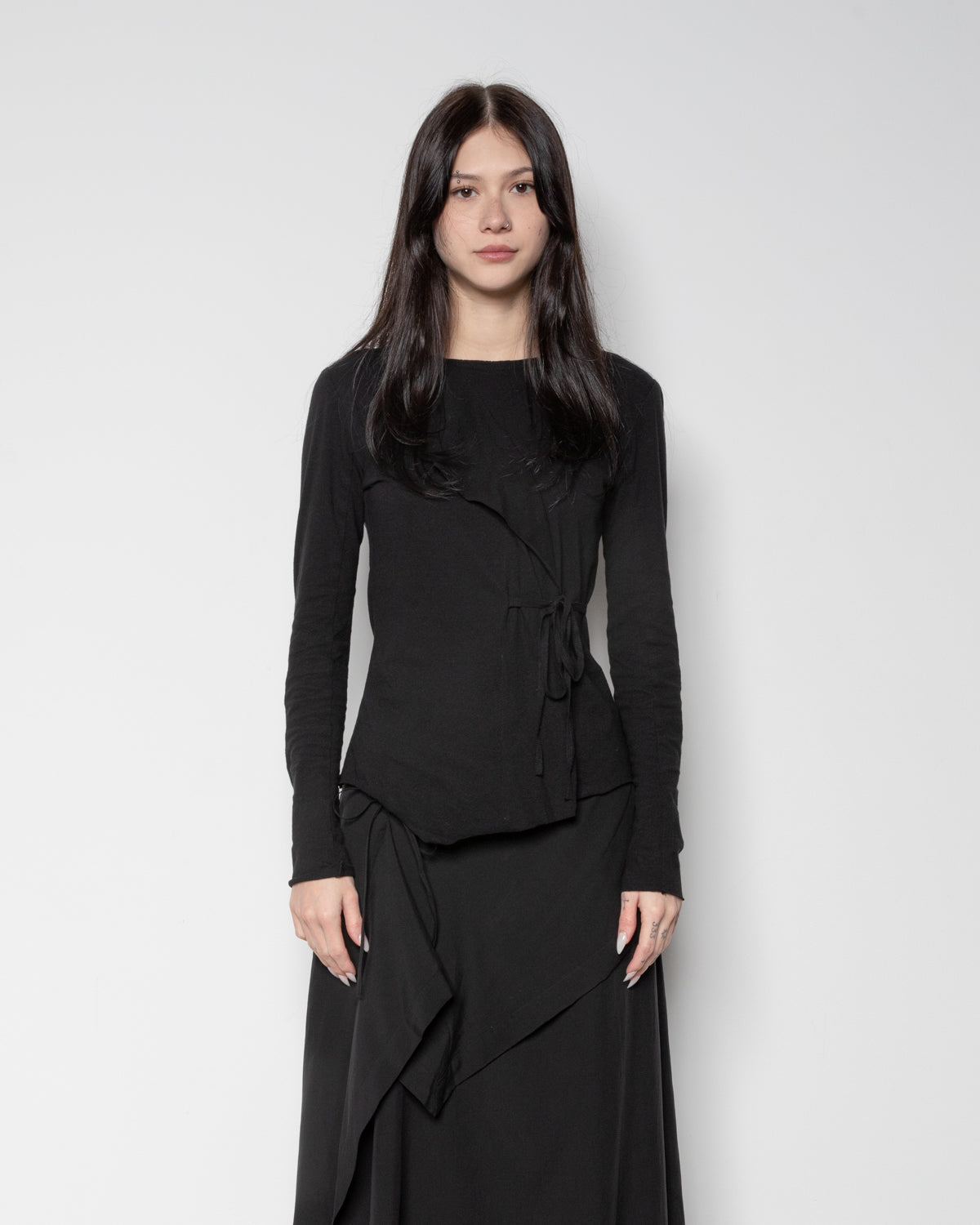 Petal Drape Top in Black