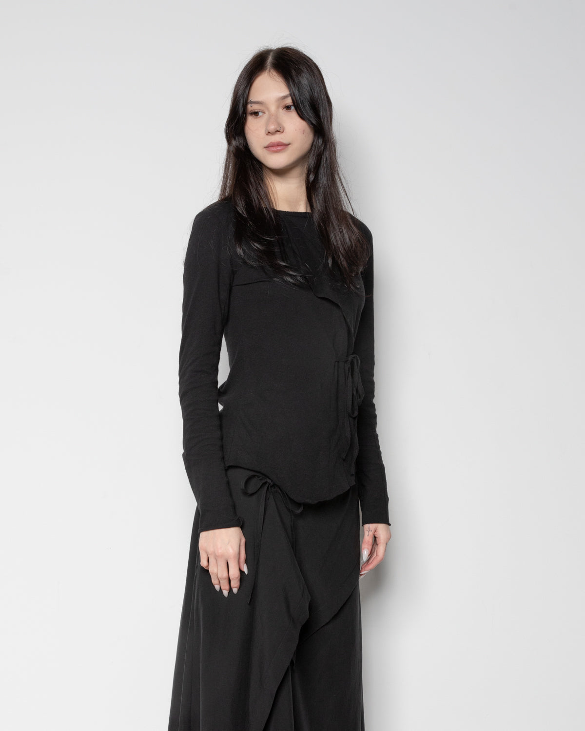 Petal Drape Top in Black