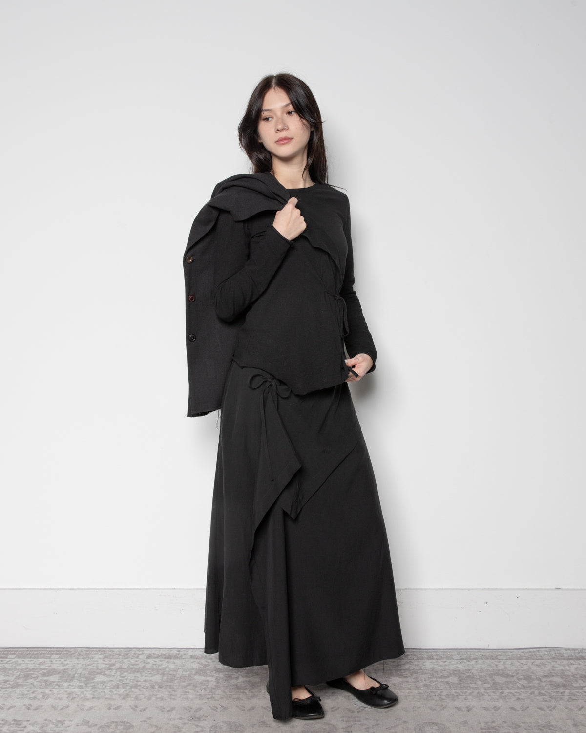 Petal Drape Top in Black