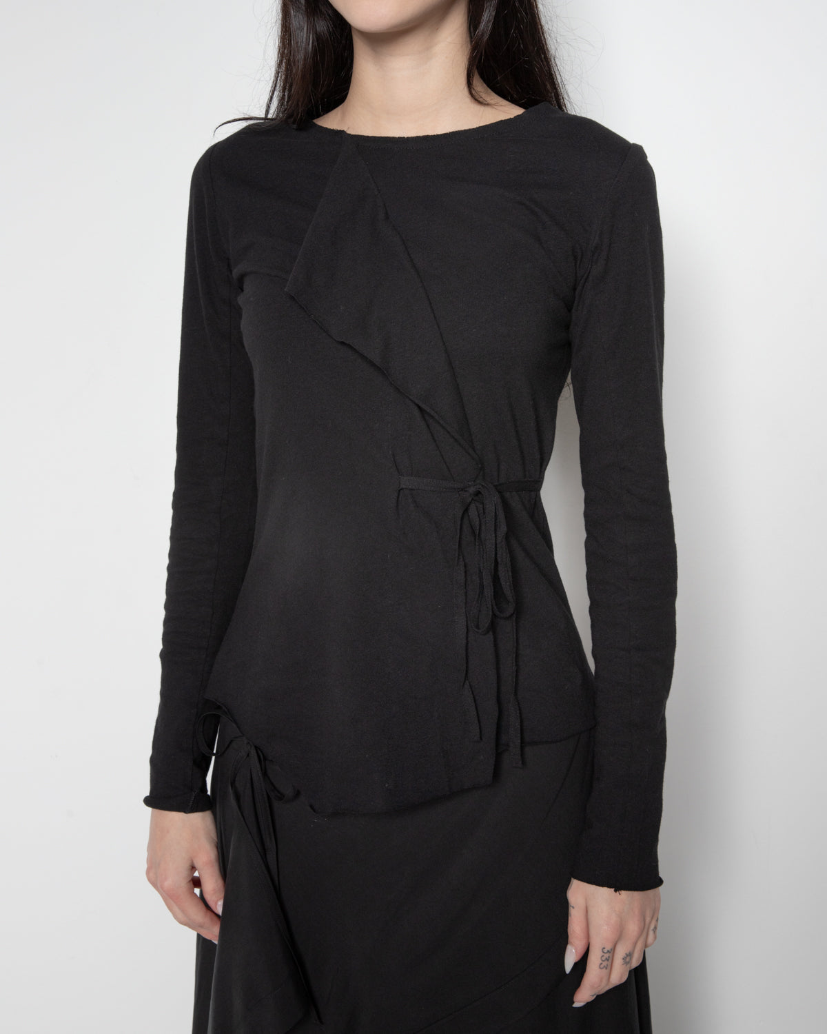 Petal Drape Top in Black
