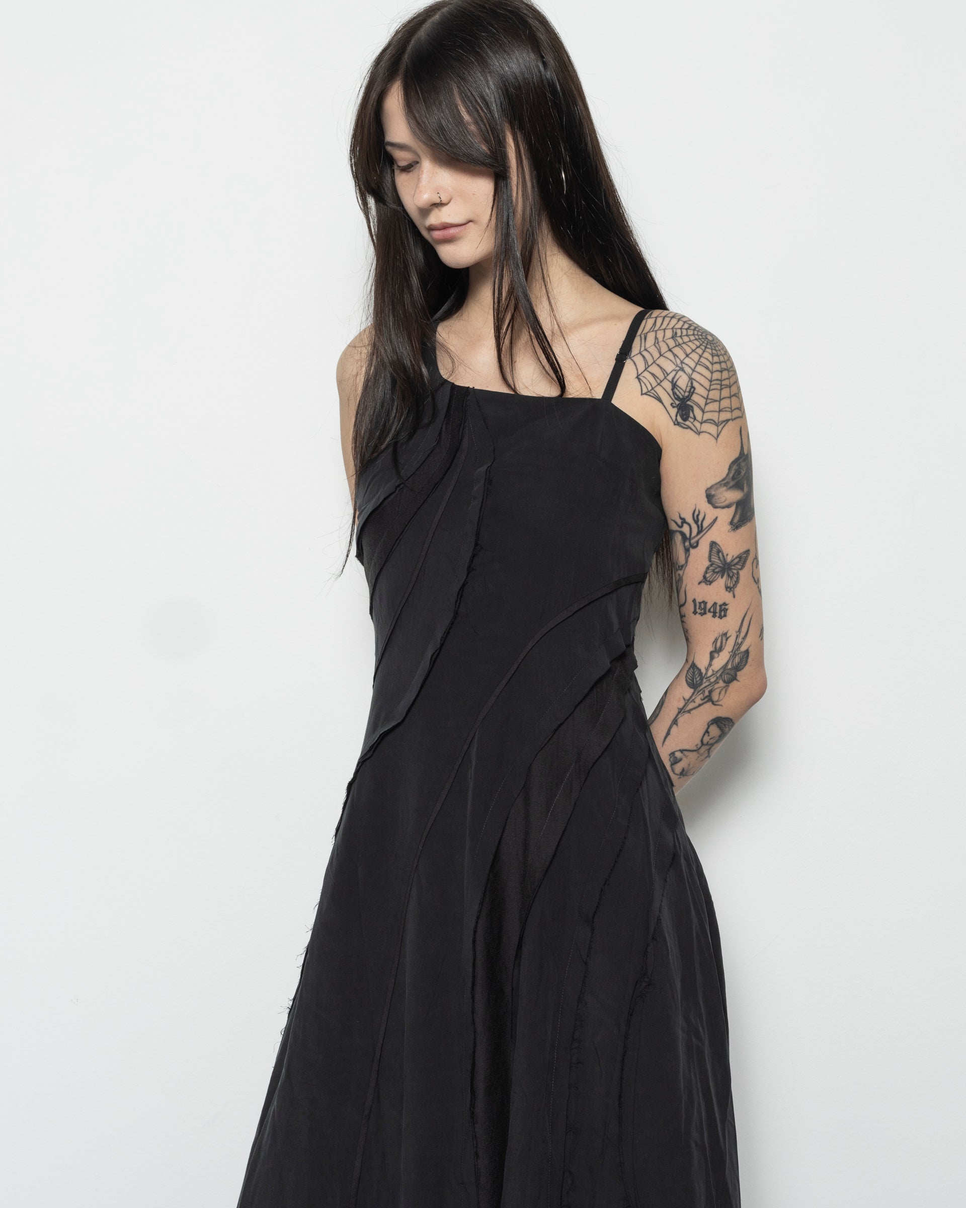 Raw Edge Dress in Black