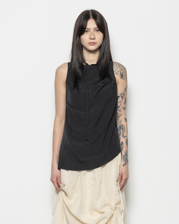 Rayon Vest Top in Black
