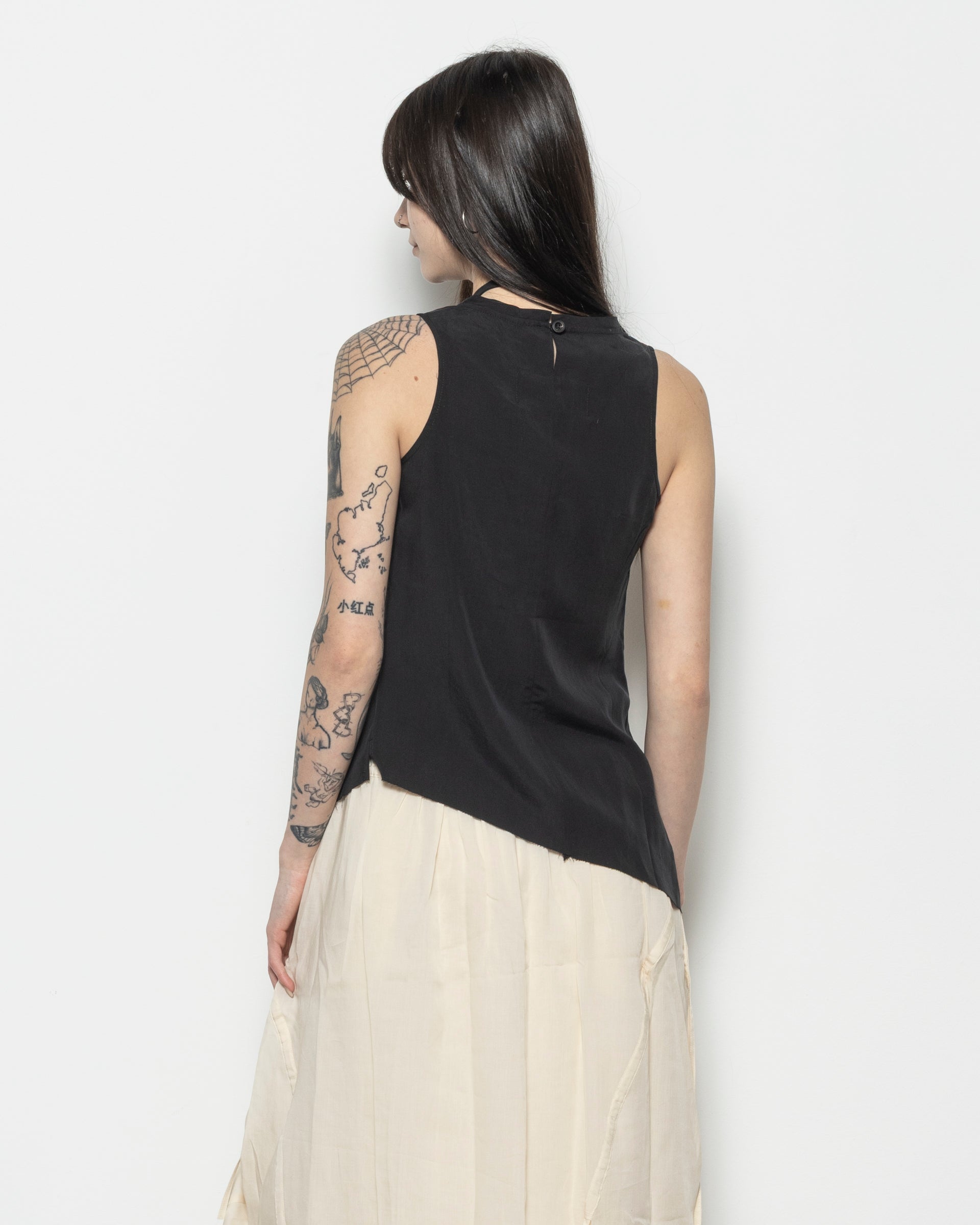 Rayon Vest Top in Black
