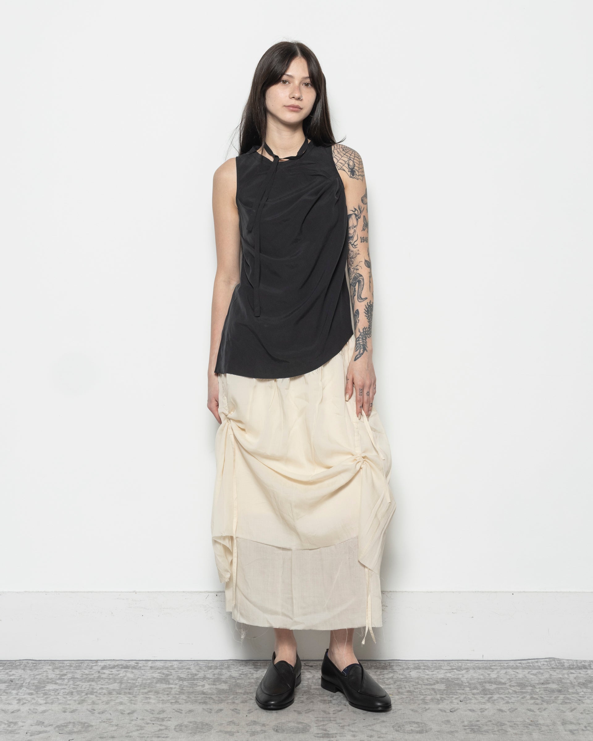 Rayon Vest Top in Black