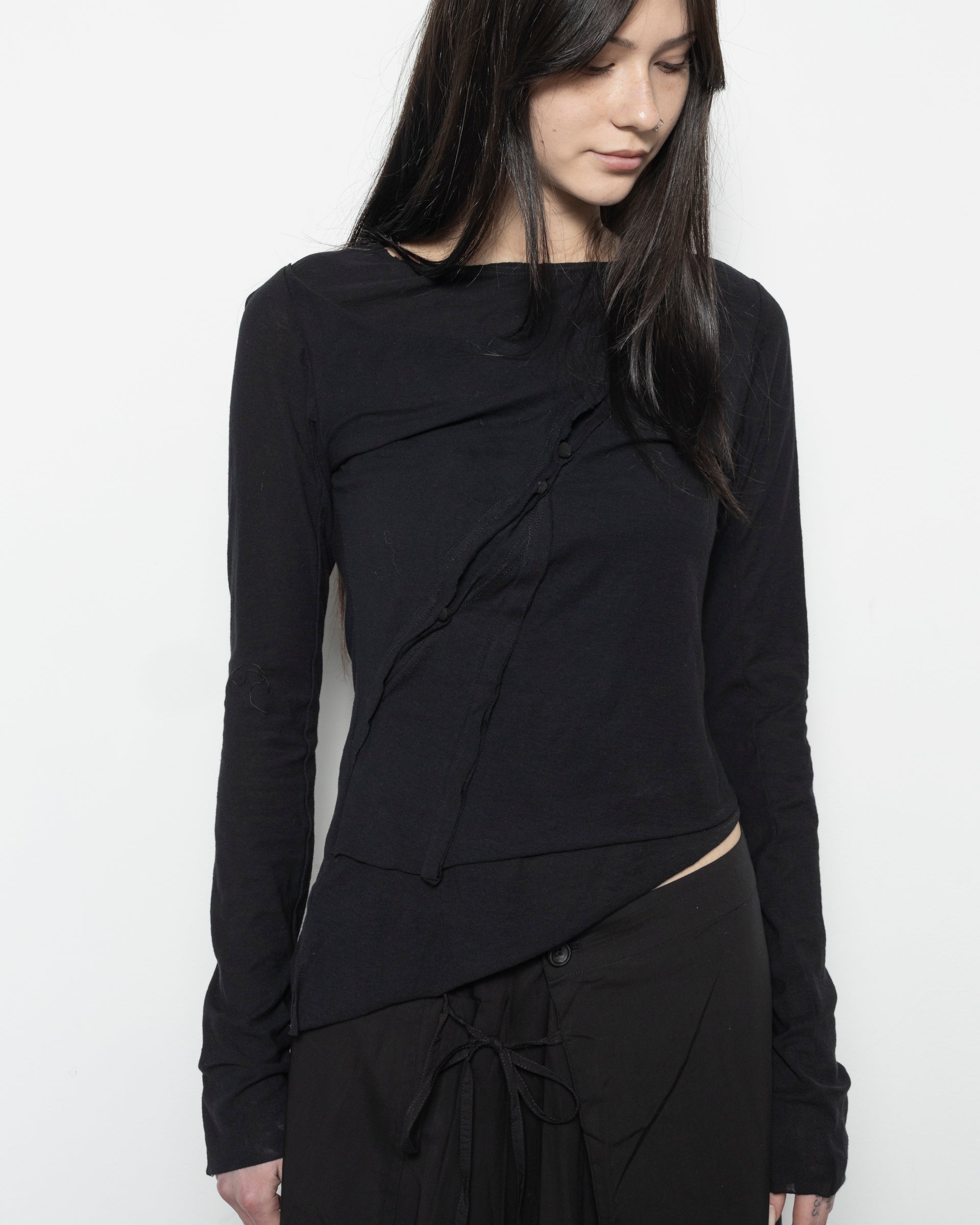 Sculpted Rib Top in Black