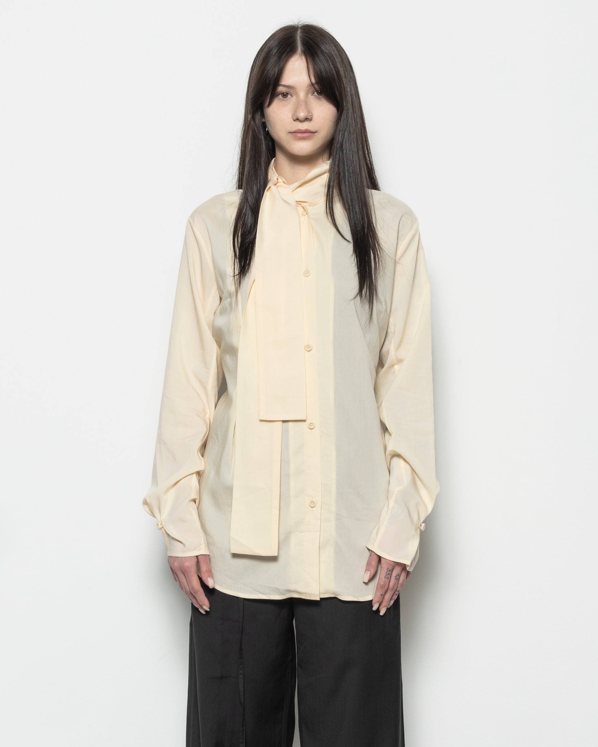 Semi-Sheer Shirt in Beige