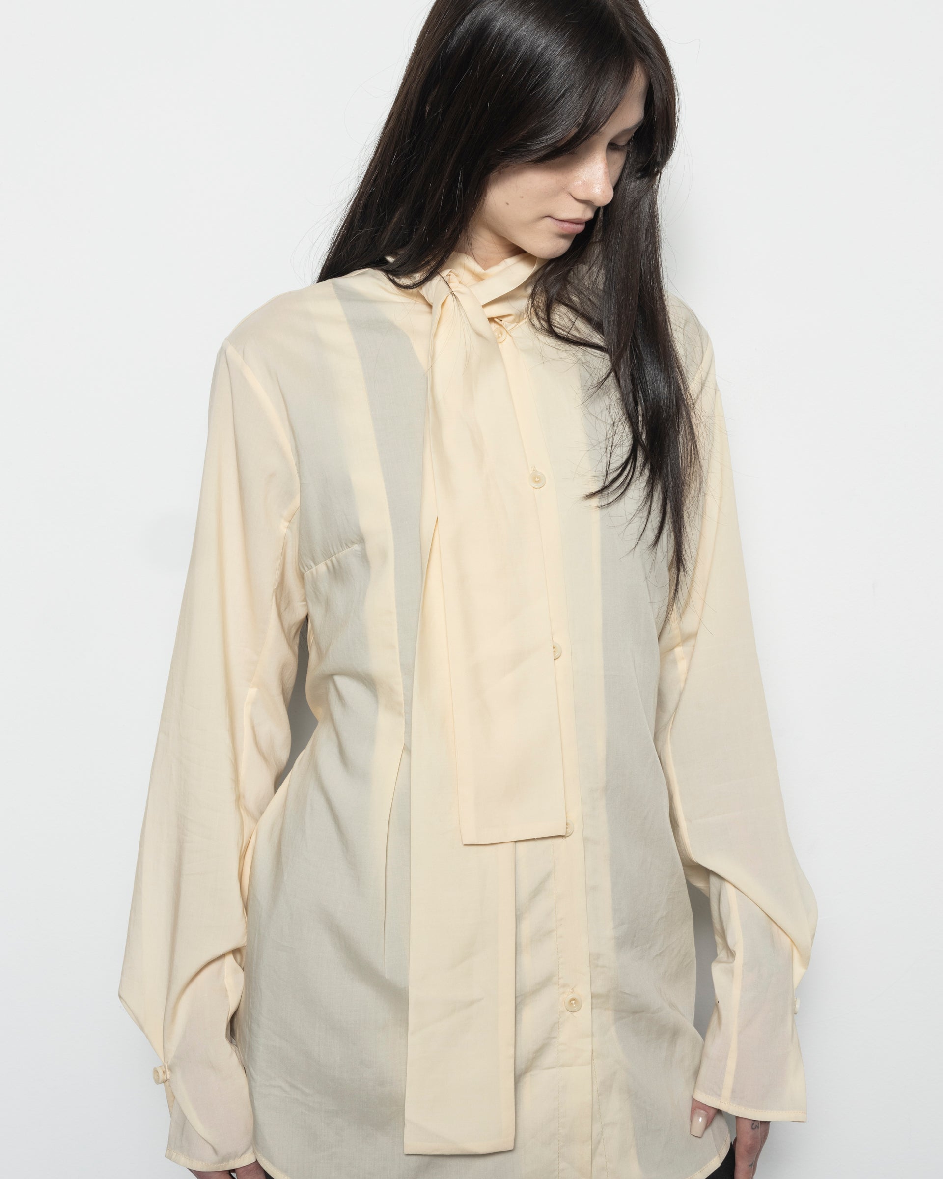 Semi-Sheer Shirt in Beige