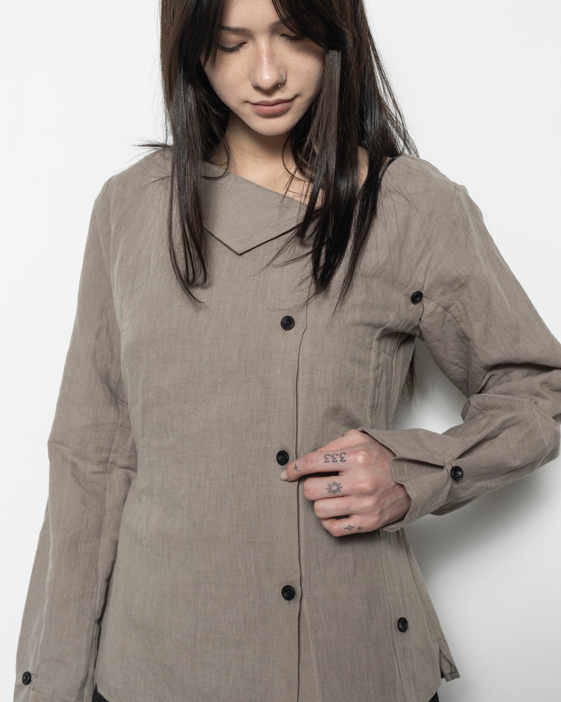 Side Button Shirt in Grey