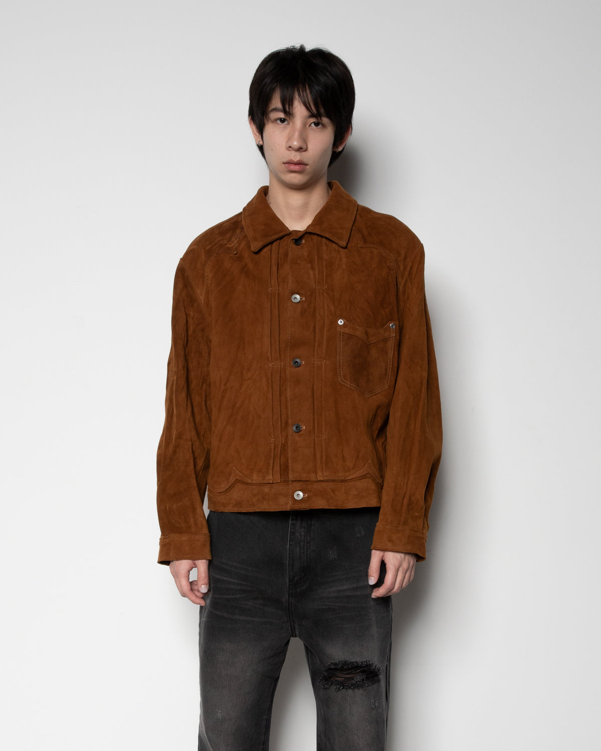 Suede Trucker JKT in Brown