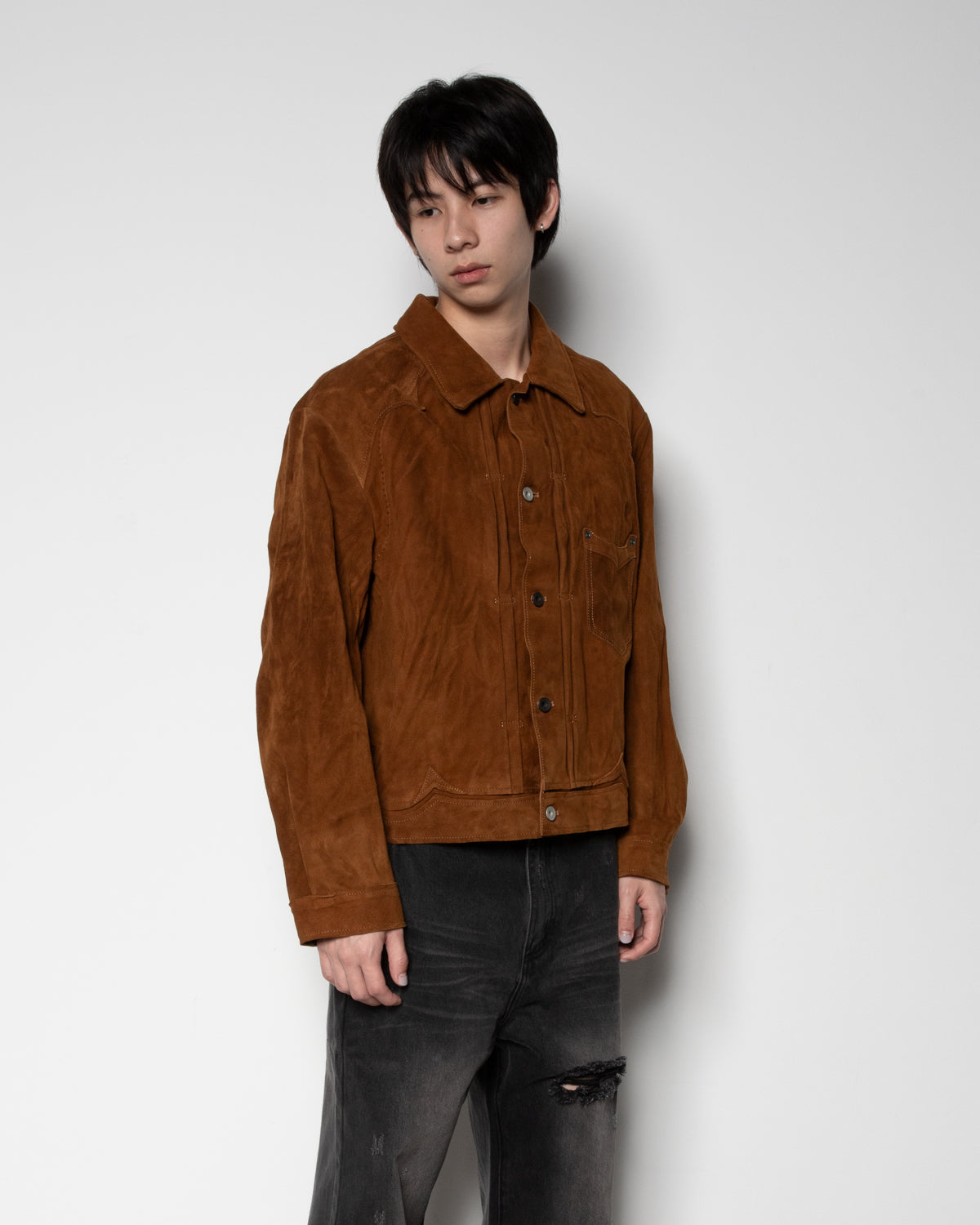 Suede Trucker JKT in Brown
