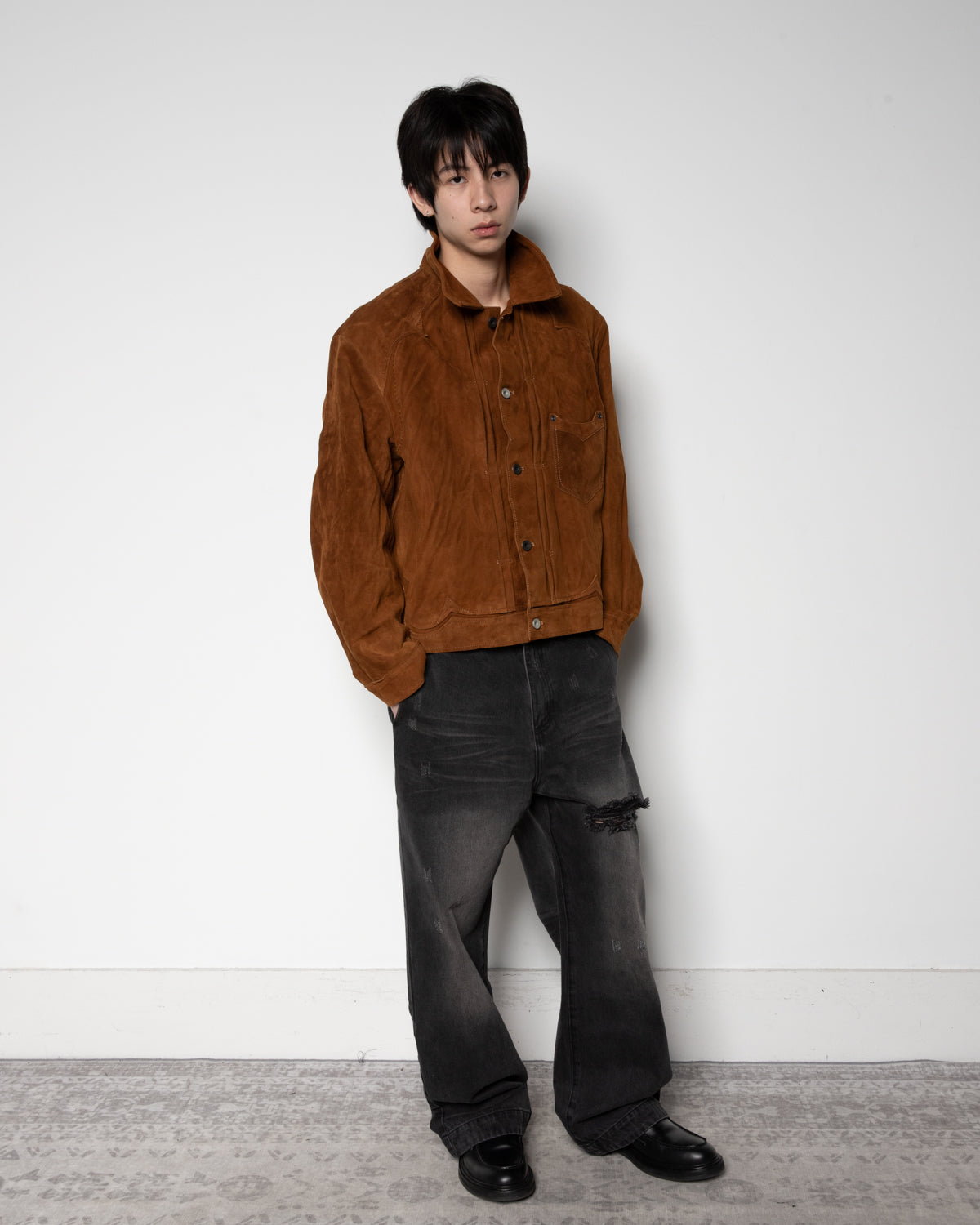 Suede Trucker JKT in Brown