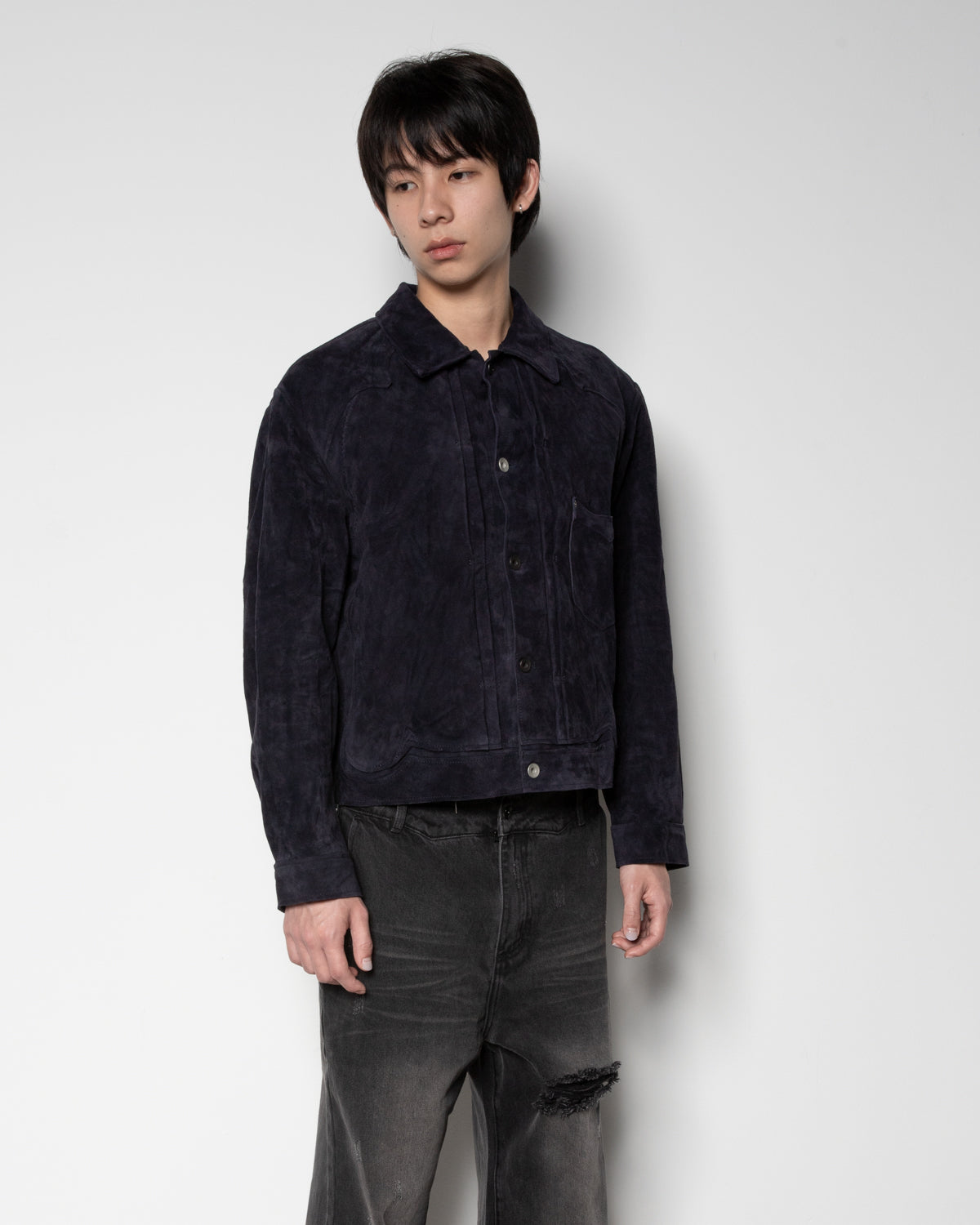 Suede Trucker JKT in Purple