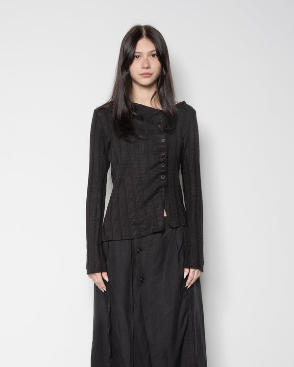 Tailored Gathered Top in Black