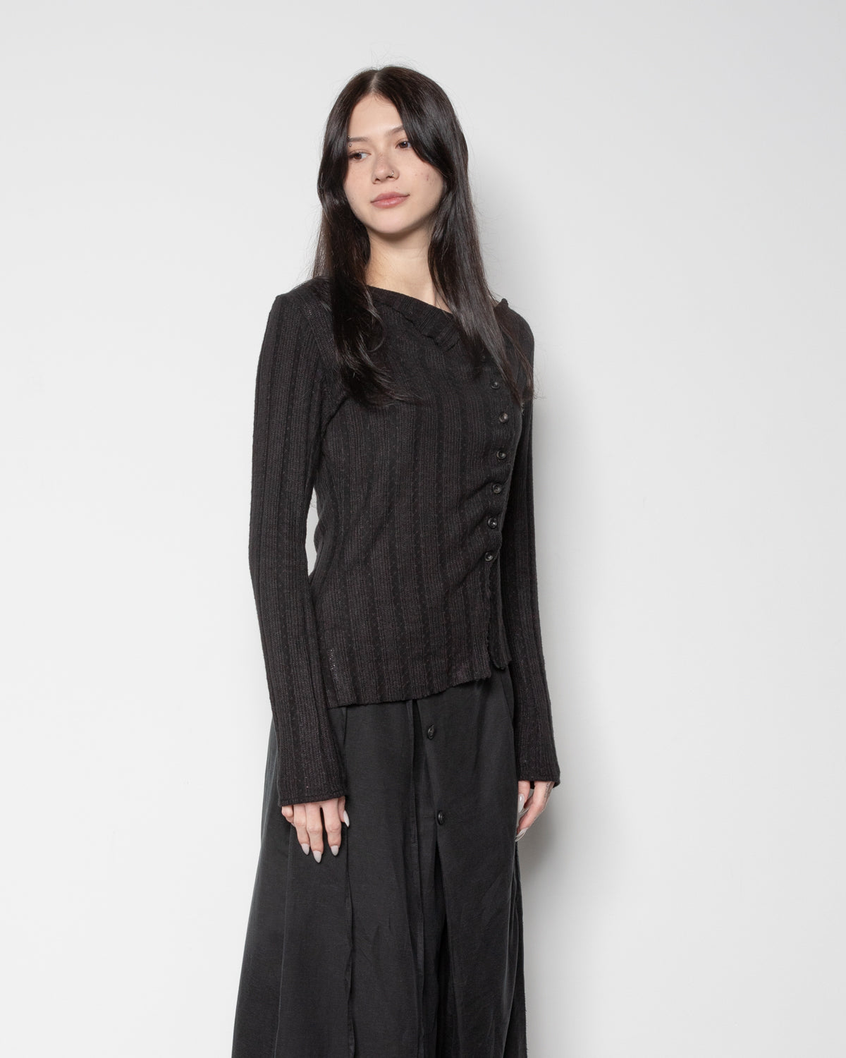 Tailored Gathered Top in Black