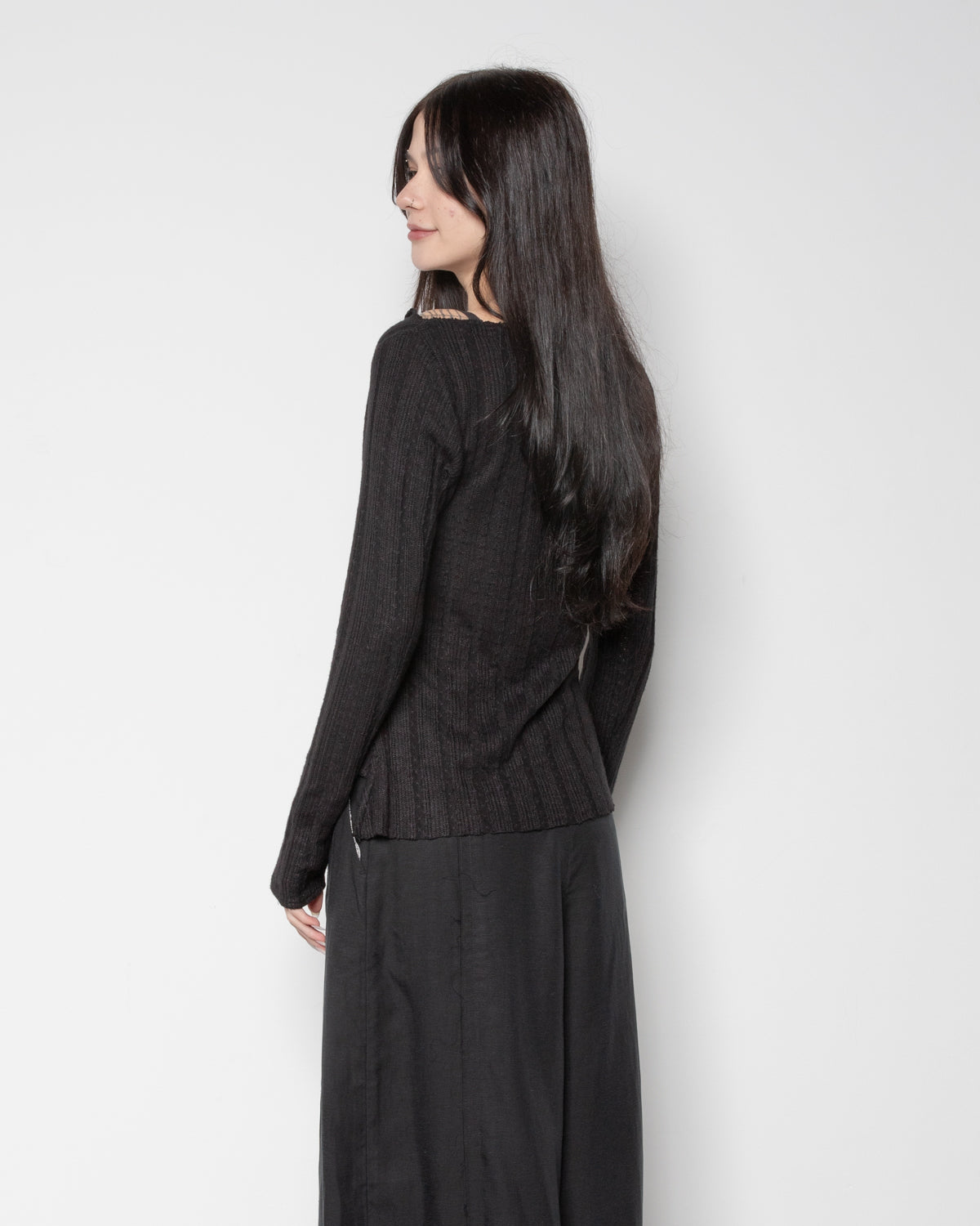 Tailored Gathered Top in Black