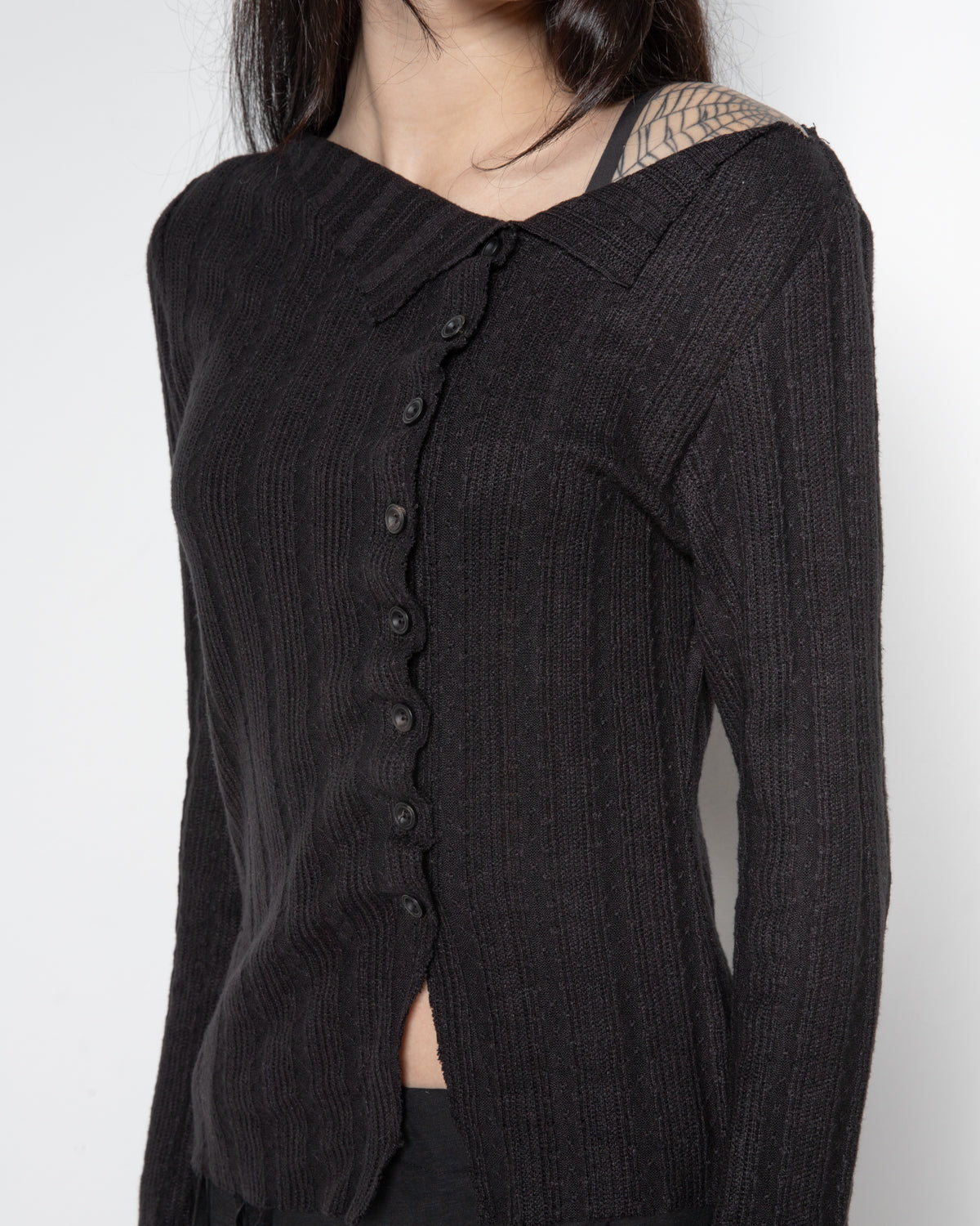 Tailored Gathered Top in Black
