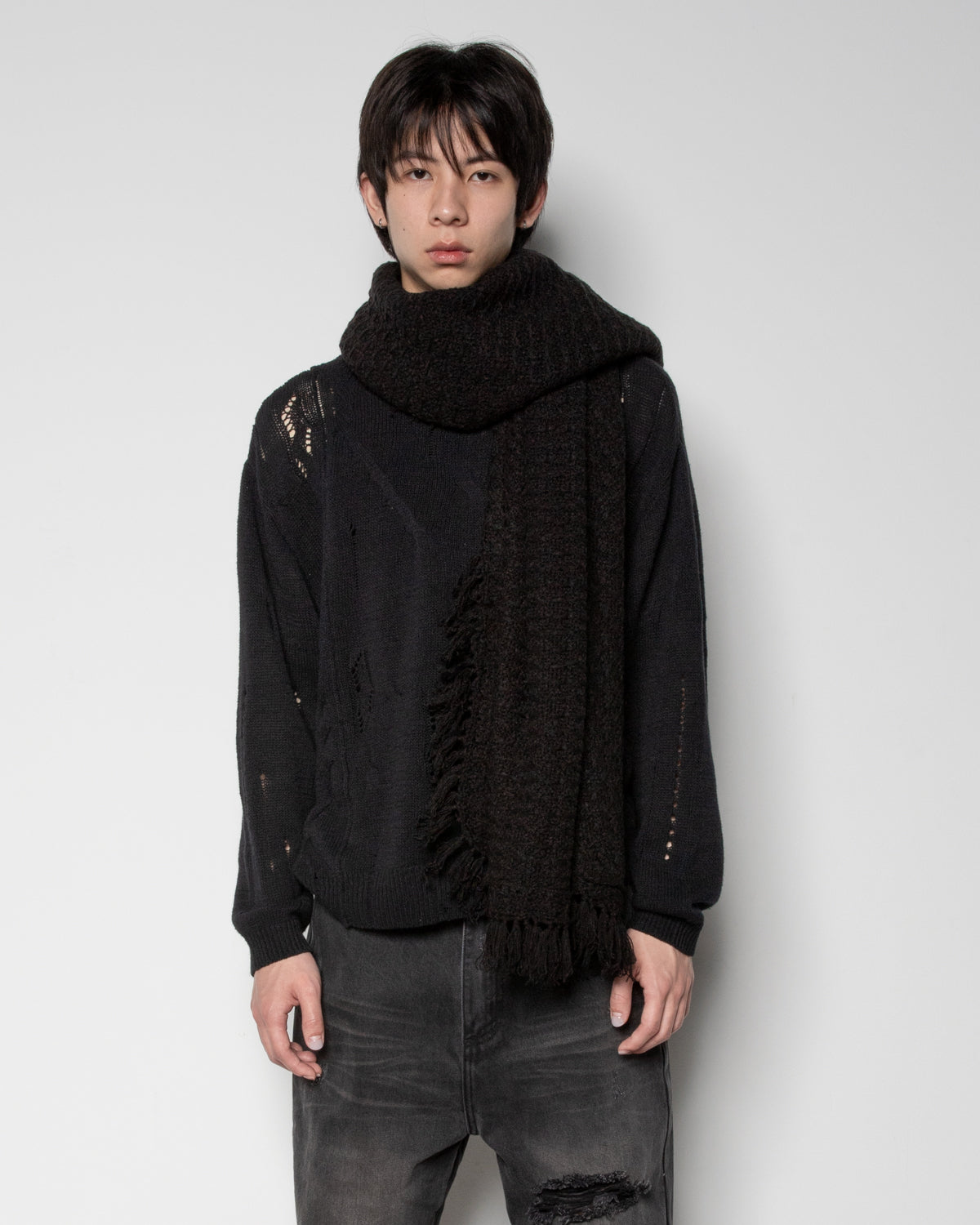 Textured Antique Scarf in Black