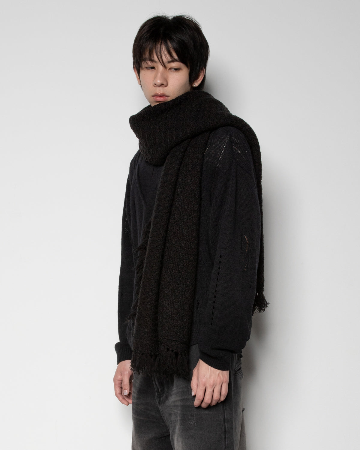Textured Antique Scarf in Black