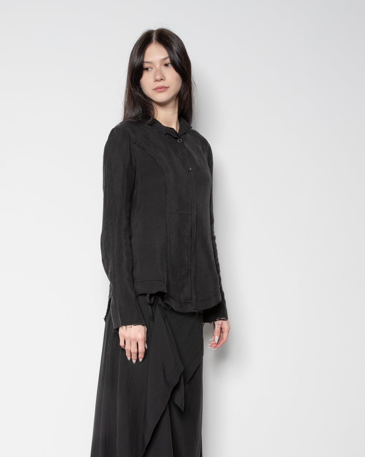 Tie-Neck RFW-Edge Shirt in Black