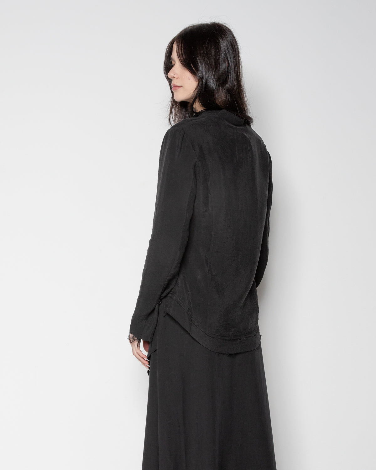 Tie-Neck RFW-Edge Shirt in Black