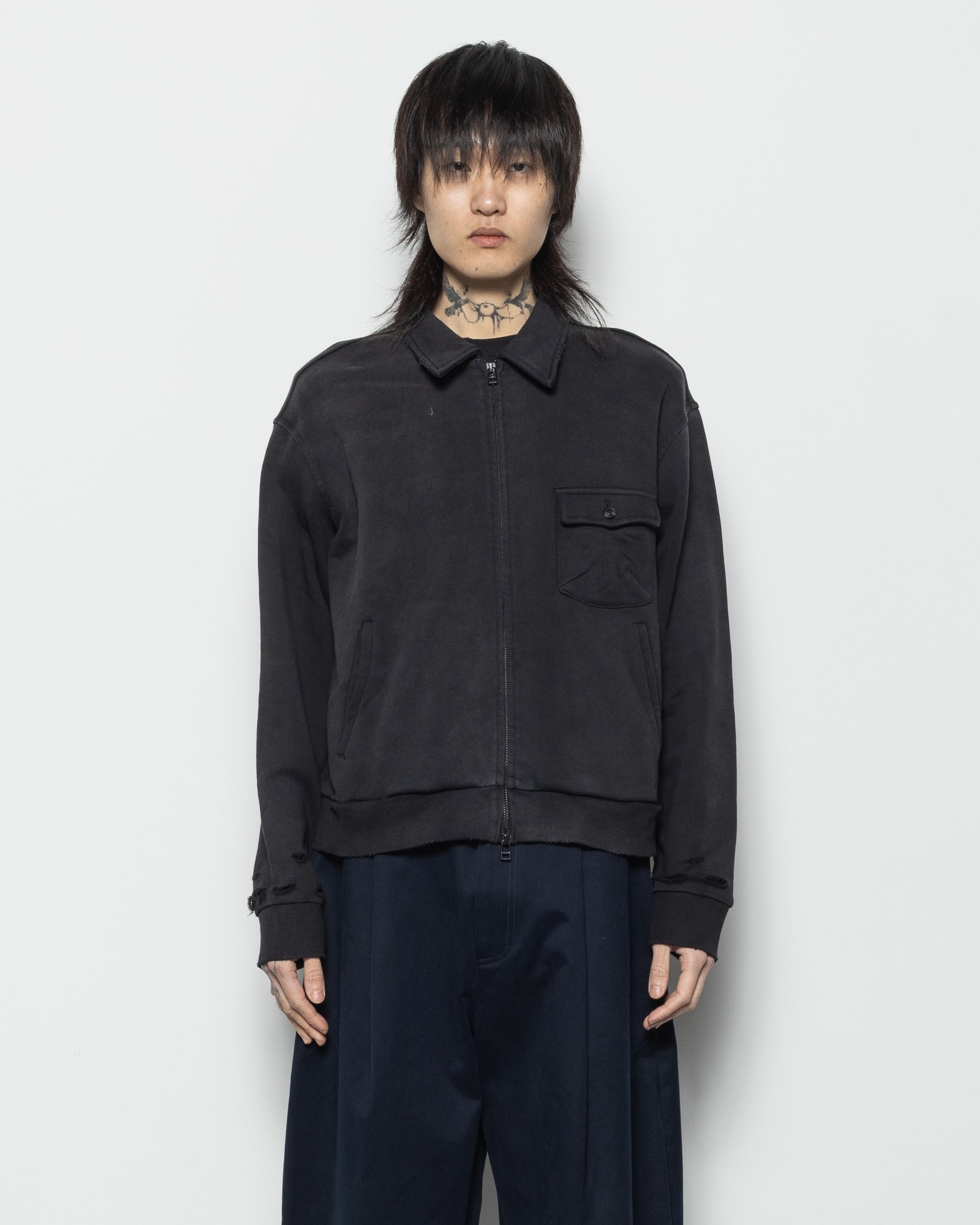 Aged Single Pocket JKT in Washed Black