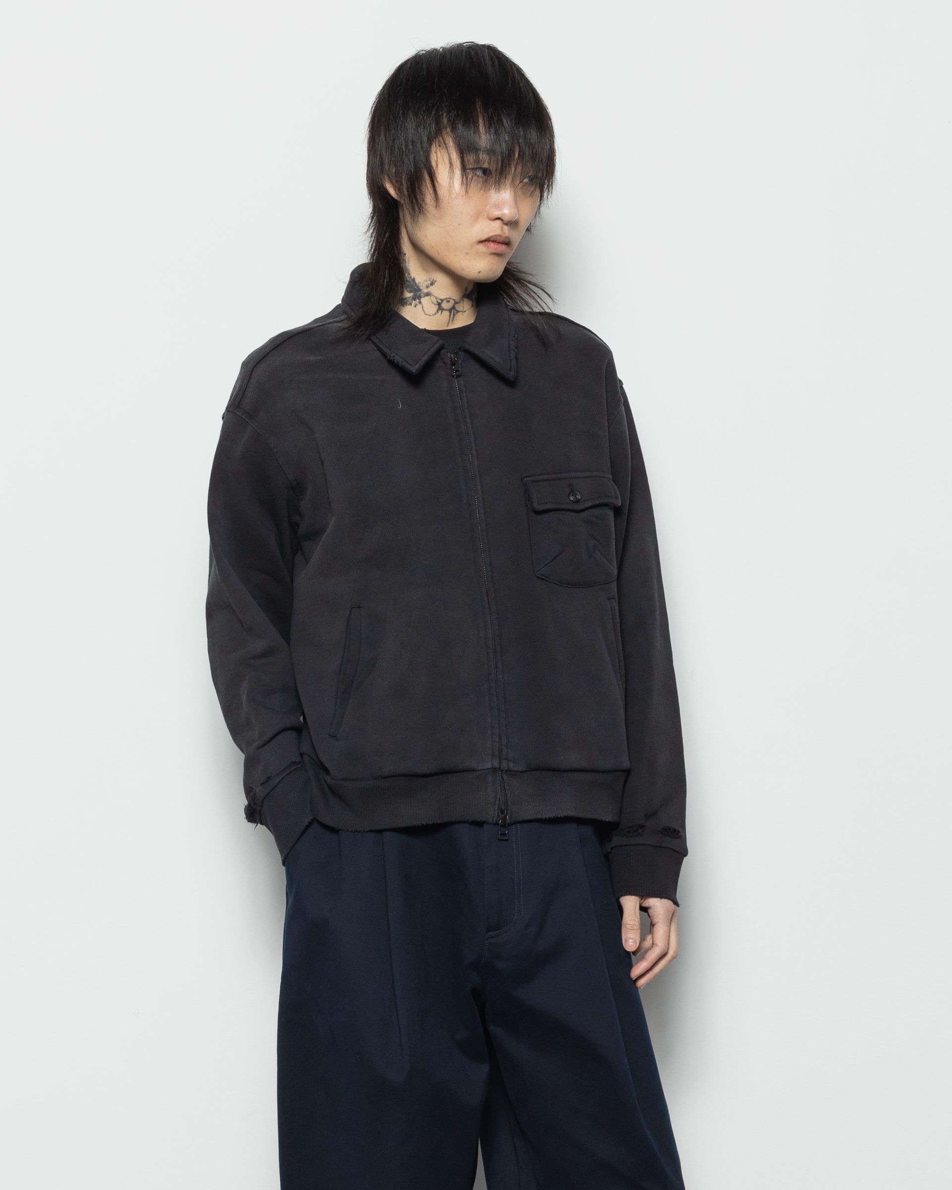 Aged Single Pocket JKT in Washed Black