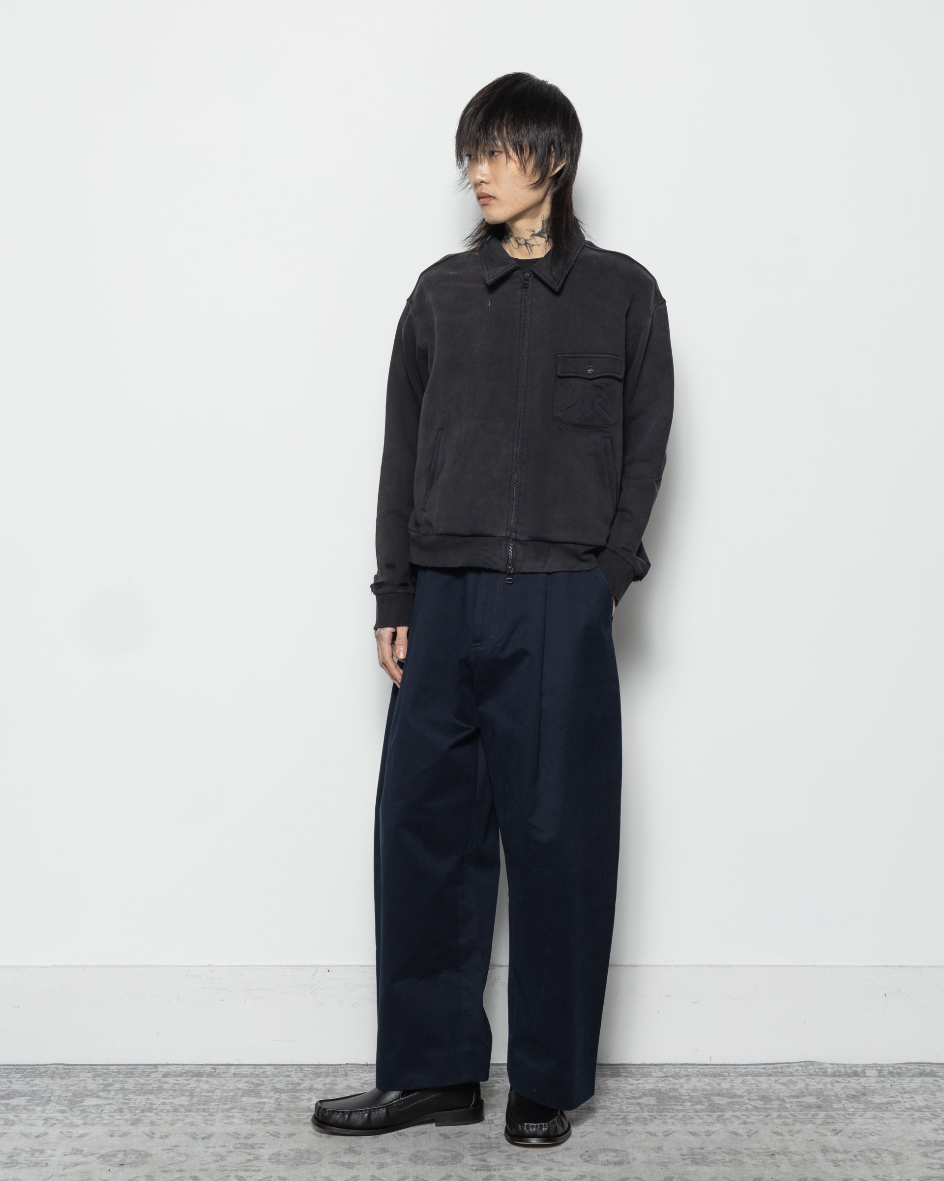 Aged Single Pocket JKT in Washed Black