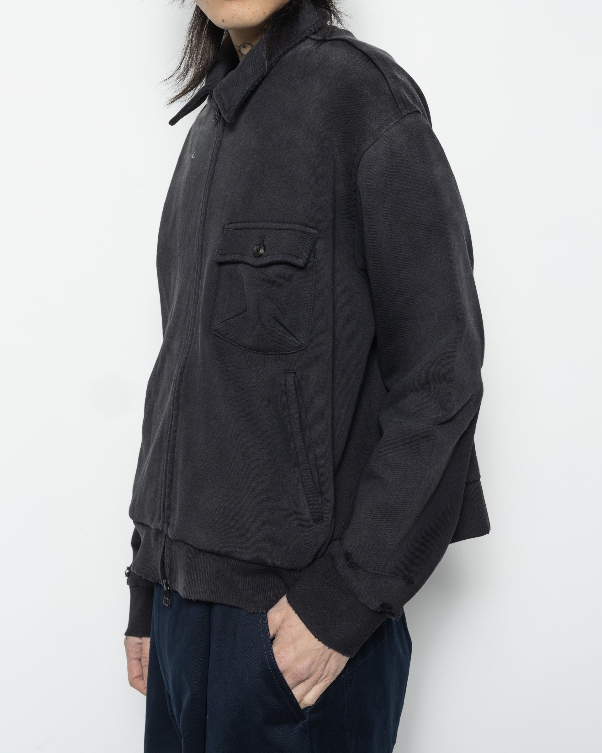 Aged Single Pocket JKT in Washed Black