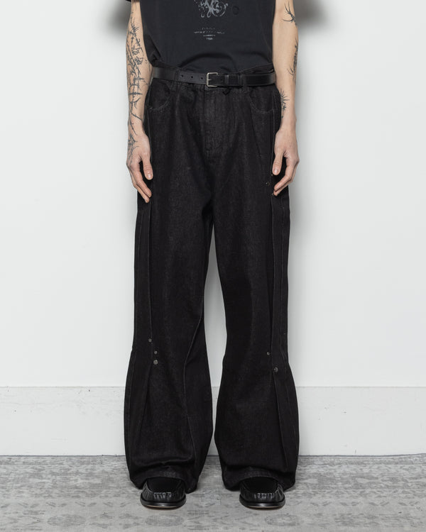 Asymmetric Denim Pants in Black