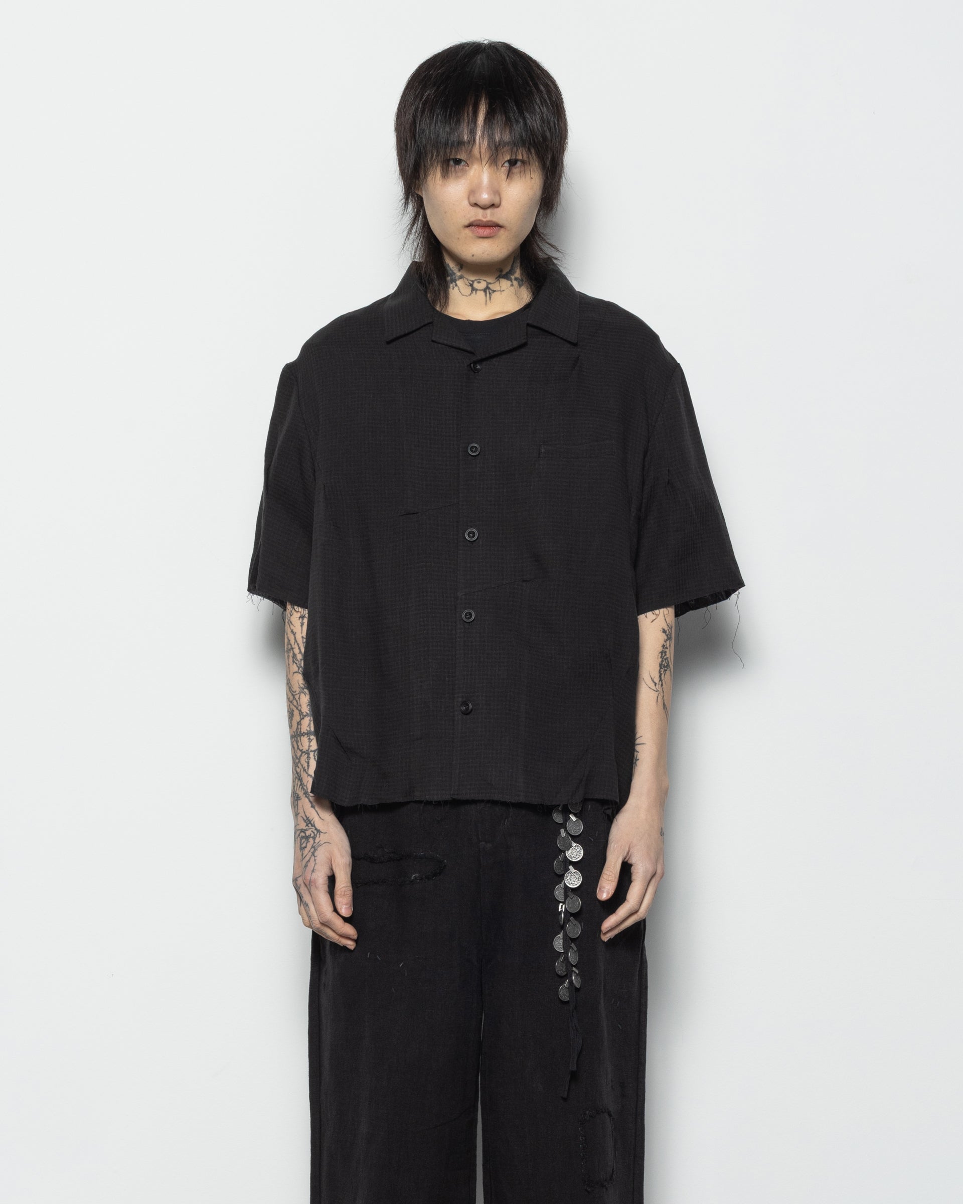 Check SS Shirt in Black