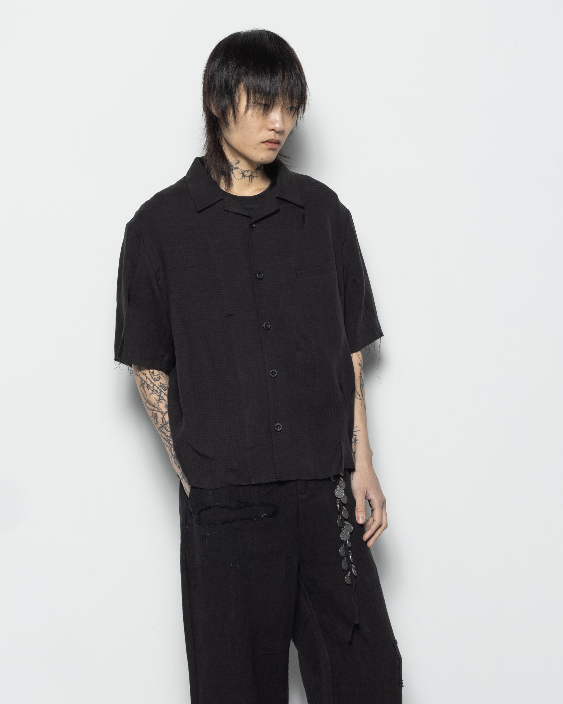 Check SS Shirt in Black