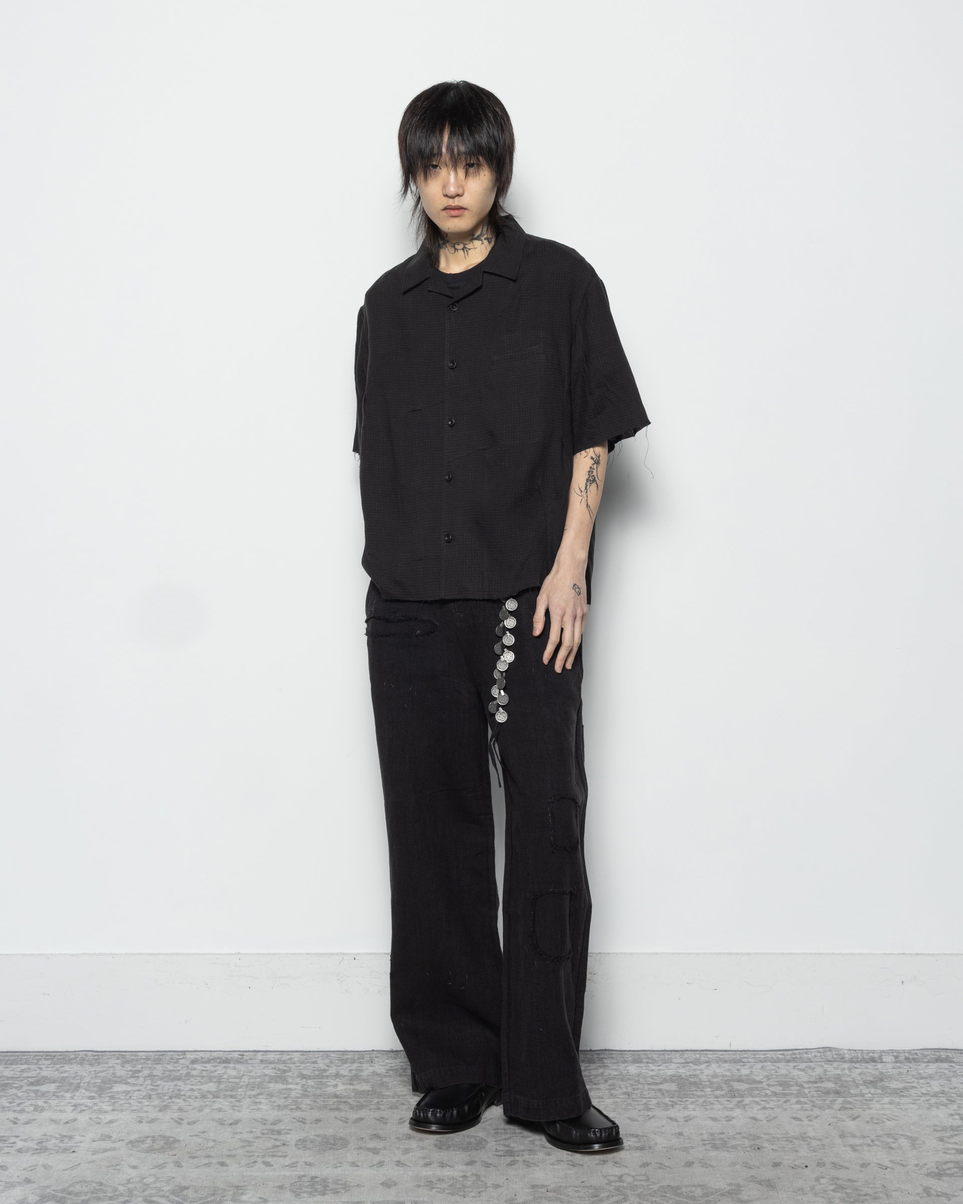 Check SS Shirt in Black