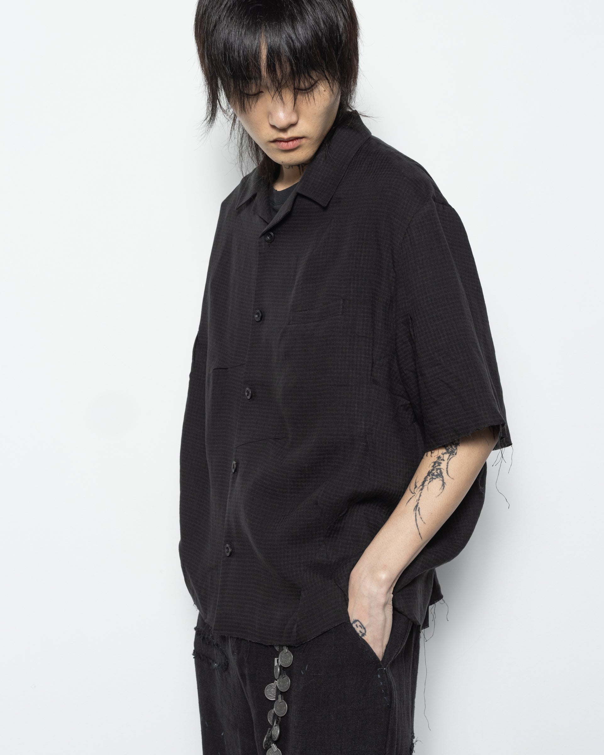 Check SS Shirt in Black