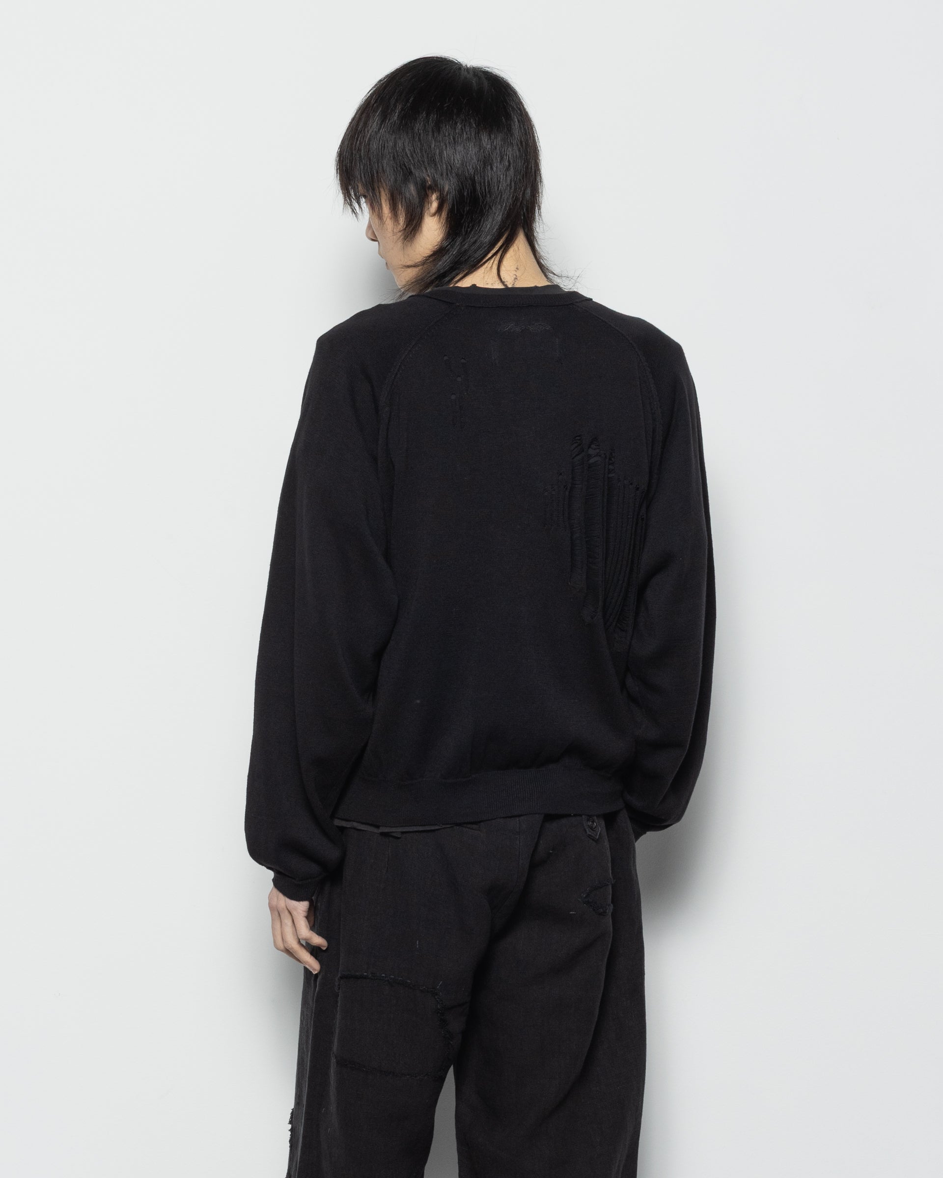 Distressed Cardigan in Black