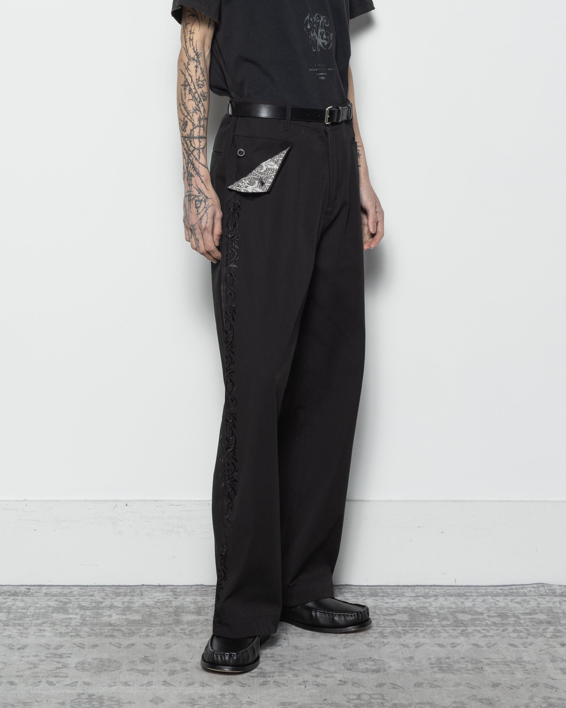 Embroidered Pants in Black