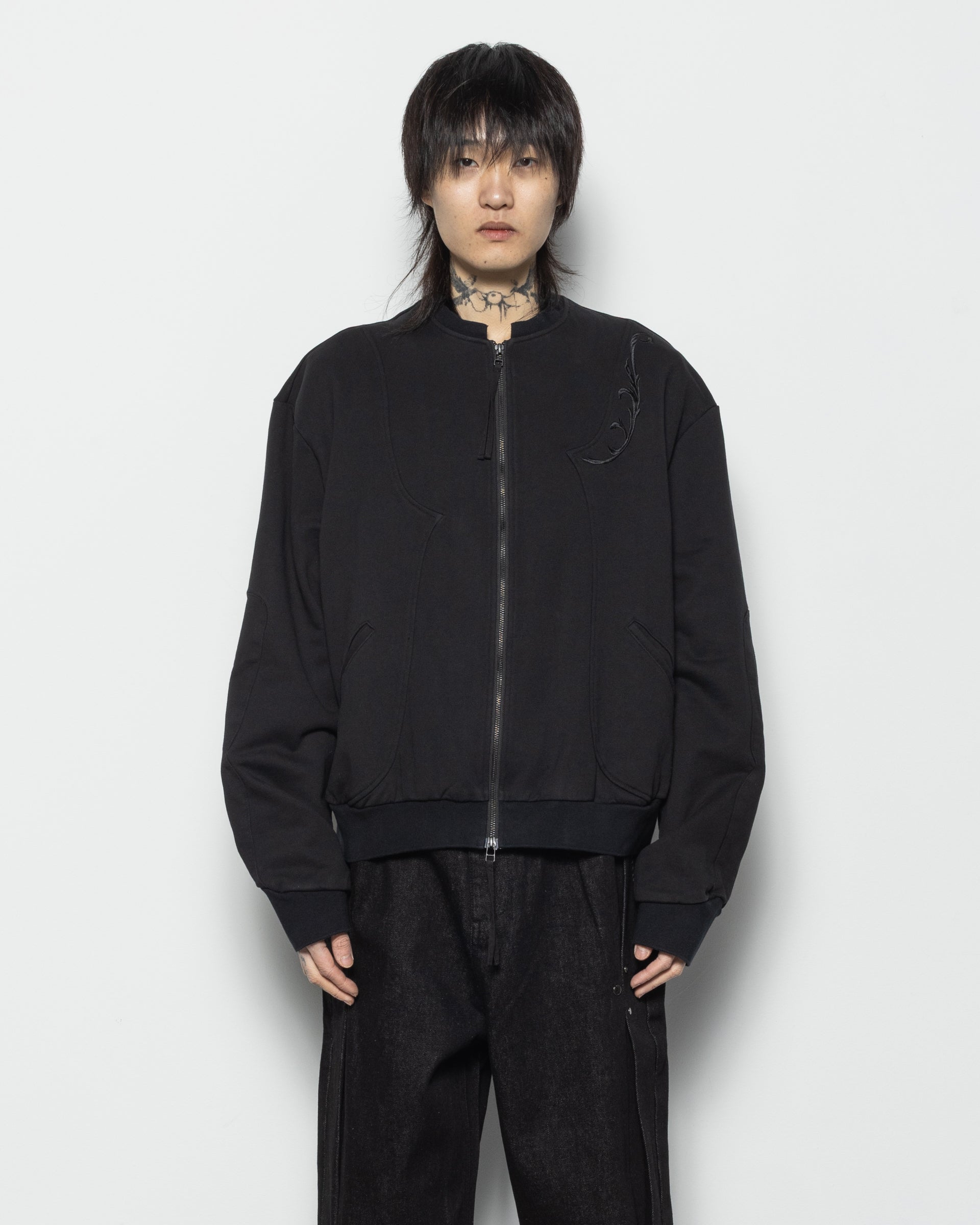 Professor.E Embroidered Zipper JKT in Black | RODEN GRAY