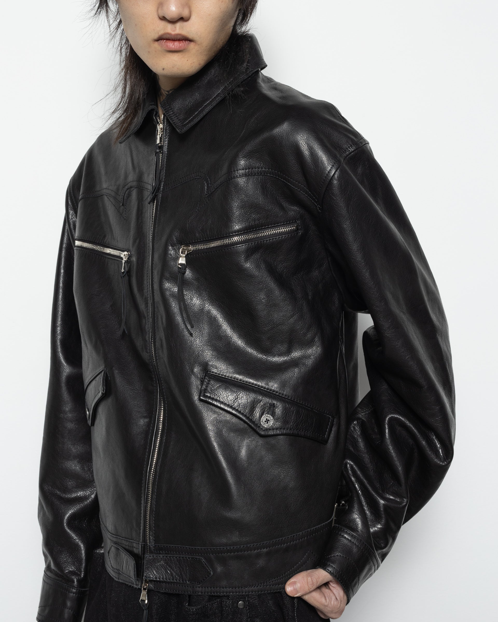 Cyclist Leather JKT in Black
