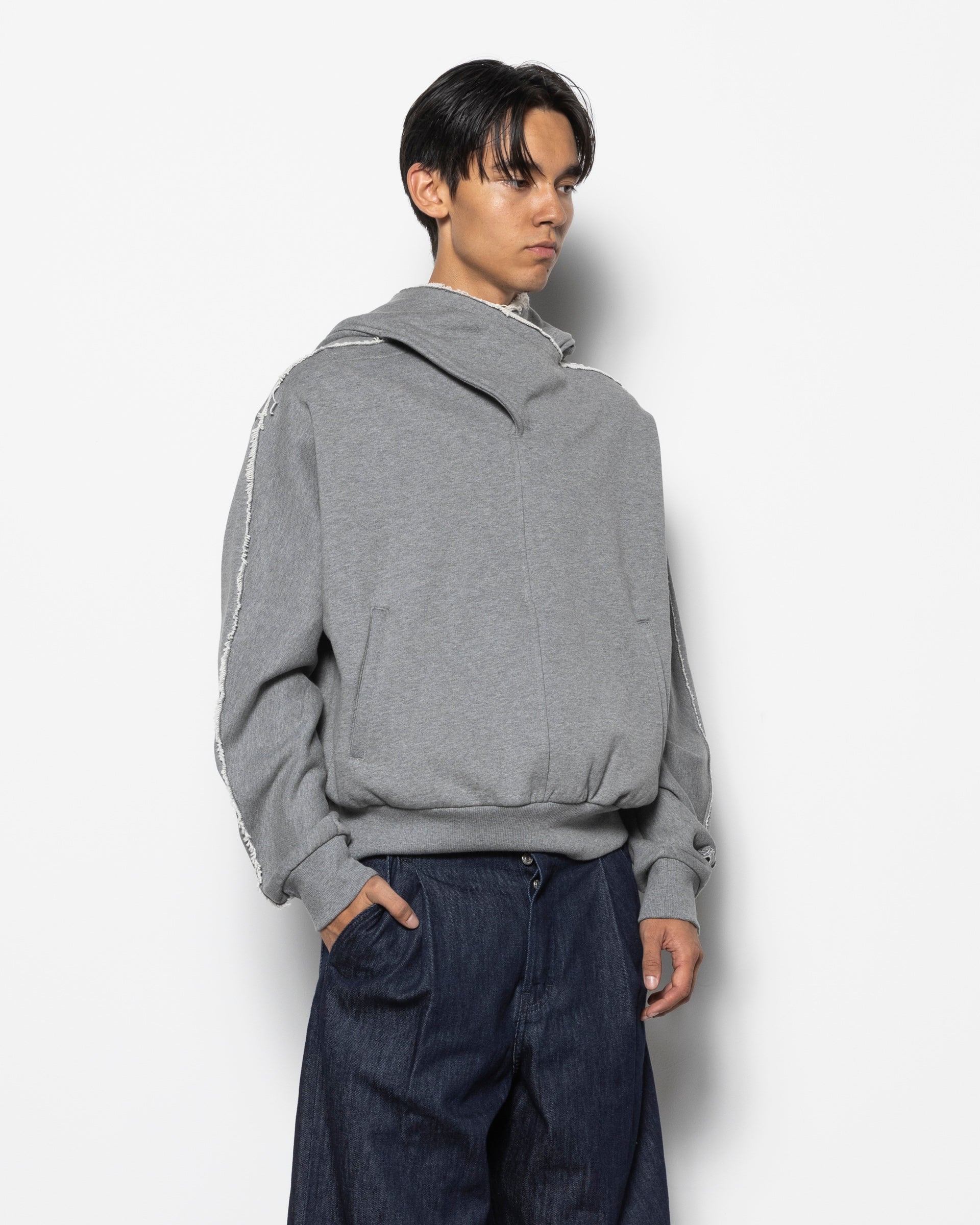 Neck Guard Hoodie in Grey