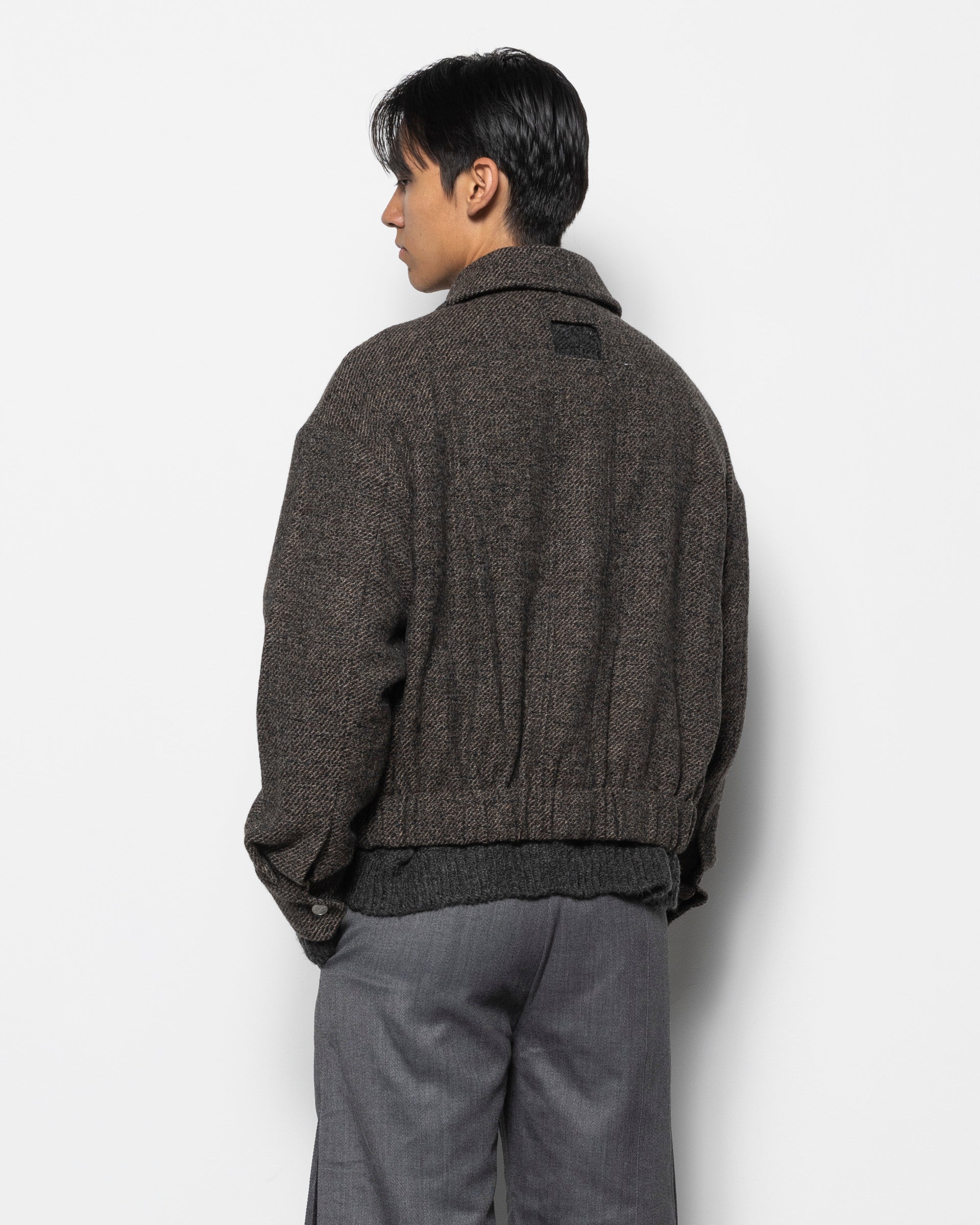 Deconstructed Detachable Lapel Jacket in Stone Brown