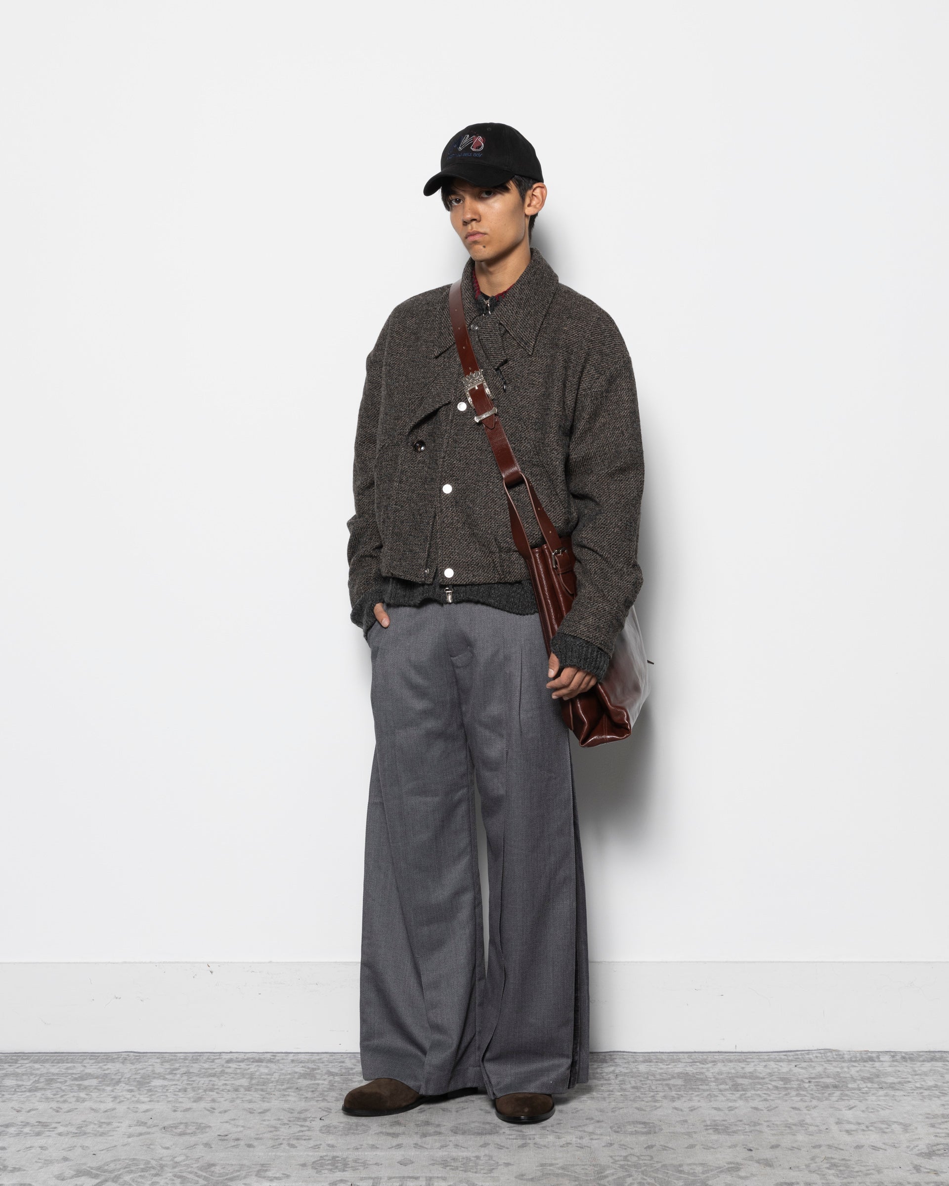 Deconstructed Detachable Lapel Jacket in Stone Brown