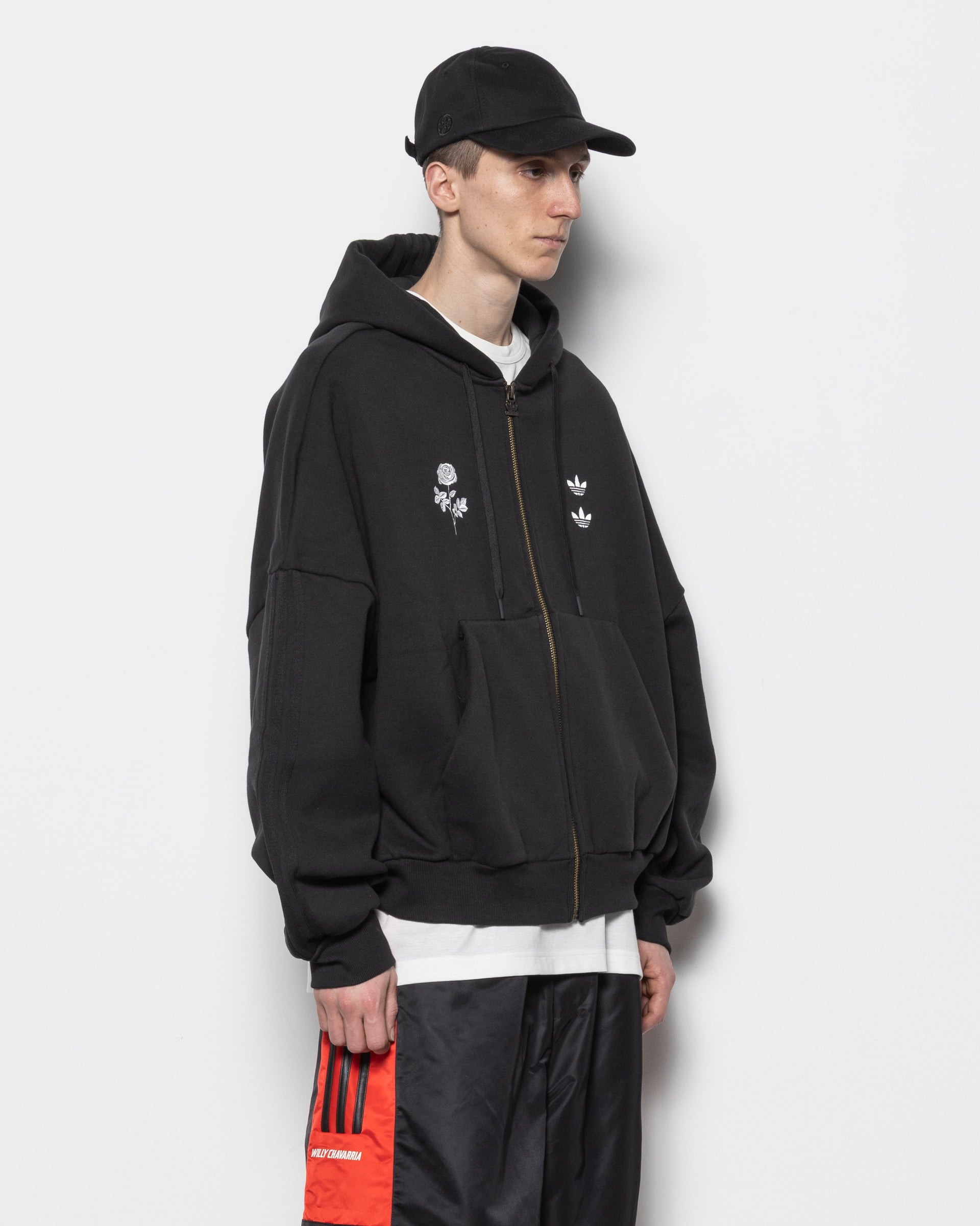 Willy Chavarria Zip Hoodie in Black