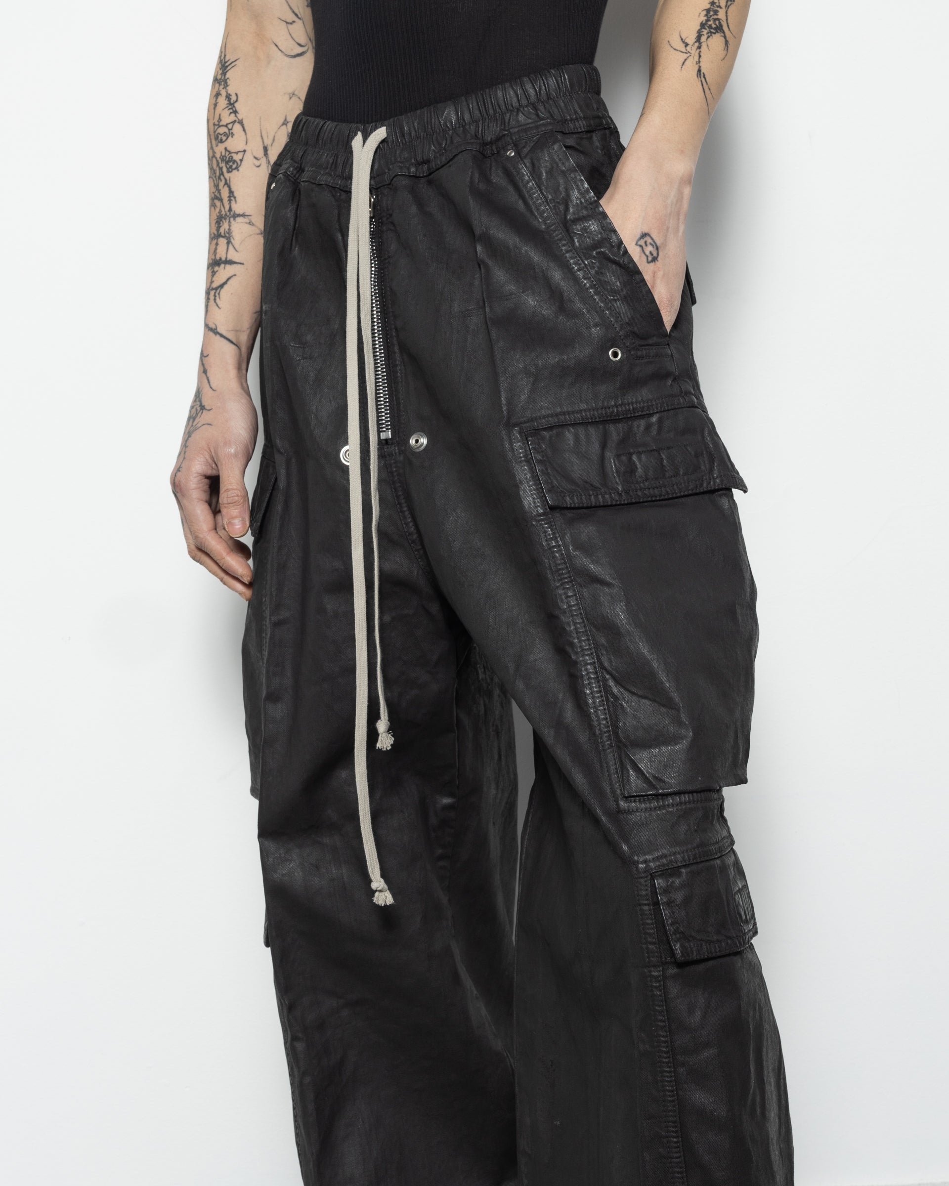 Rick Owens DRKSHDW Double Cargo Jumbo Belas in Black | RODEN GRAY