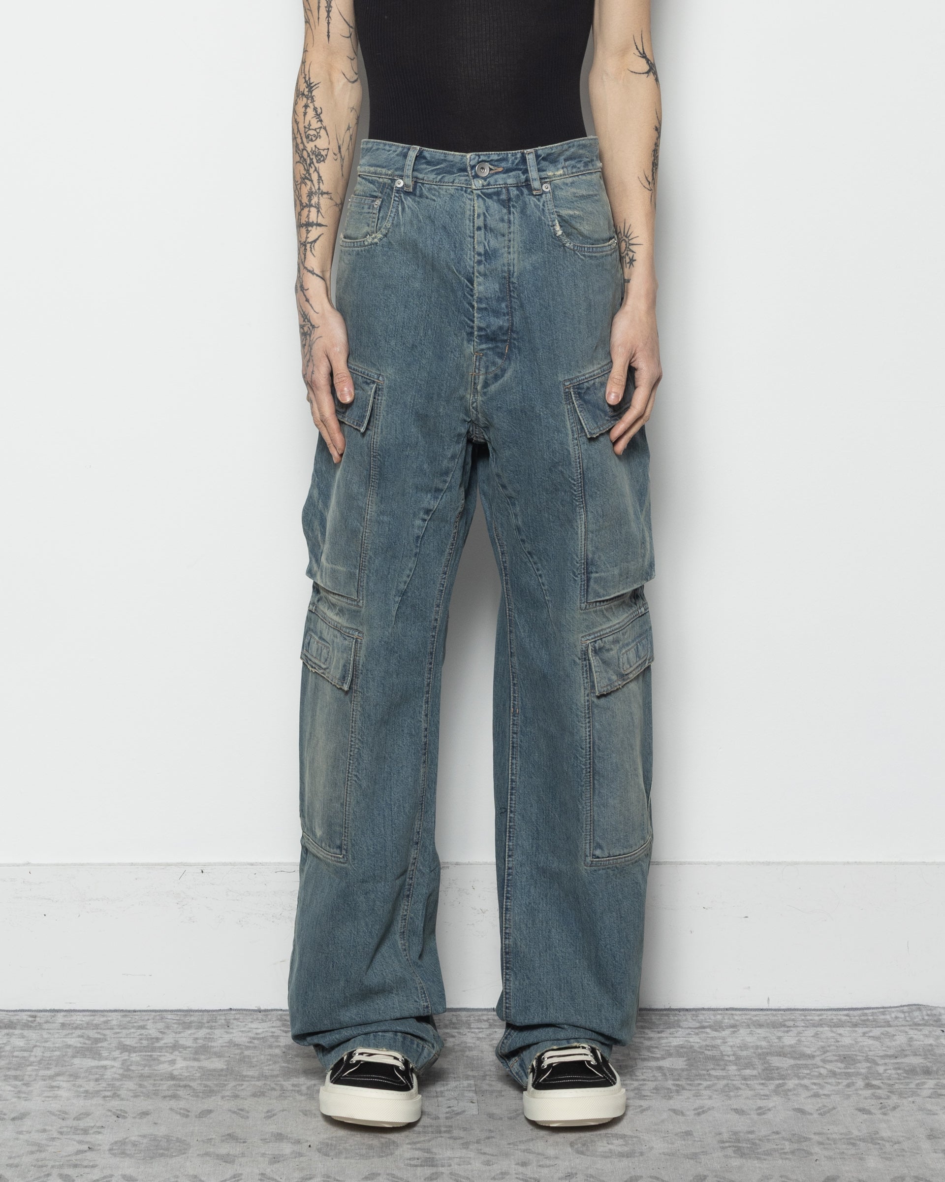 Double Cargo Pants in Washed Indigo