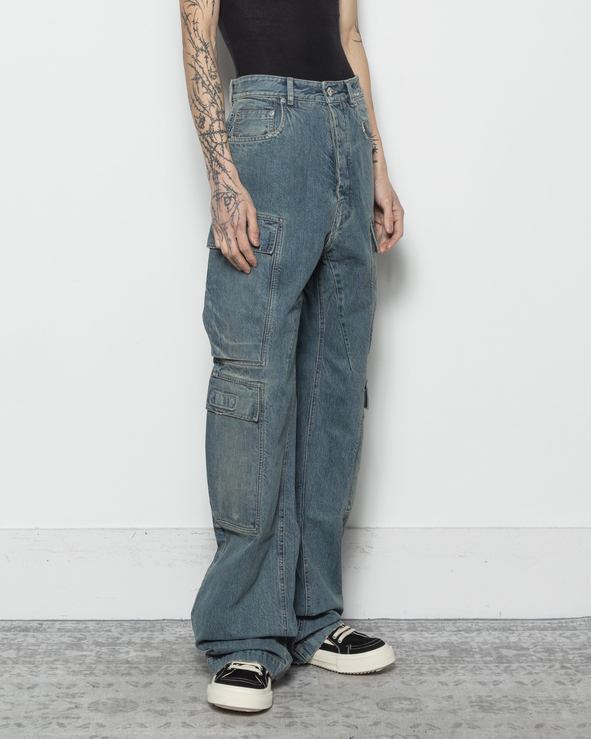 Double Cargo Pants in Washed Indigo