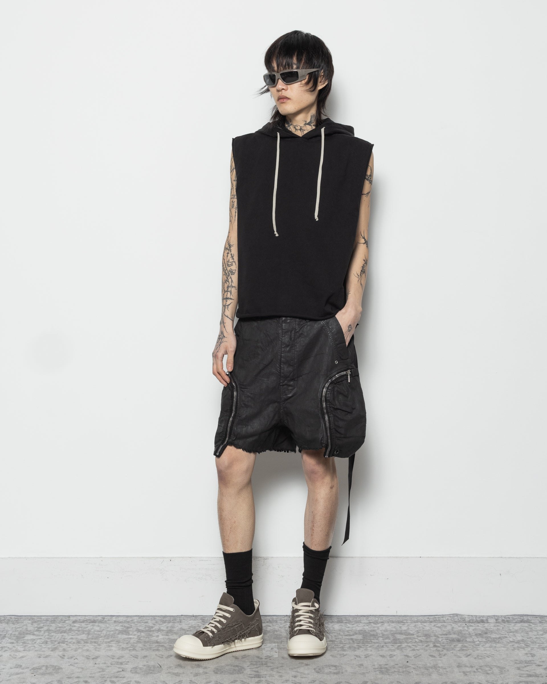 Hooded Tunic Knit Top in Black